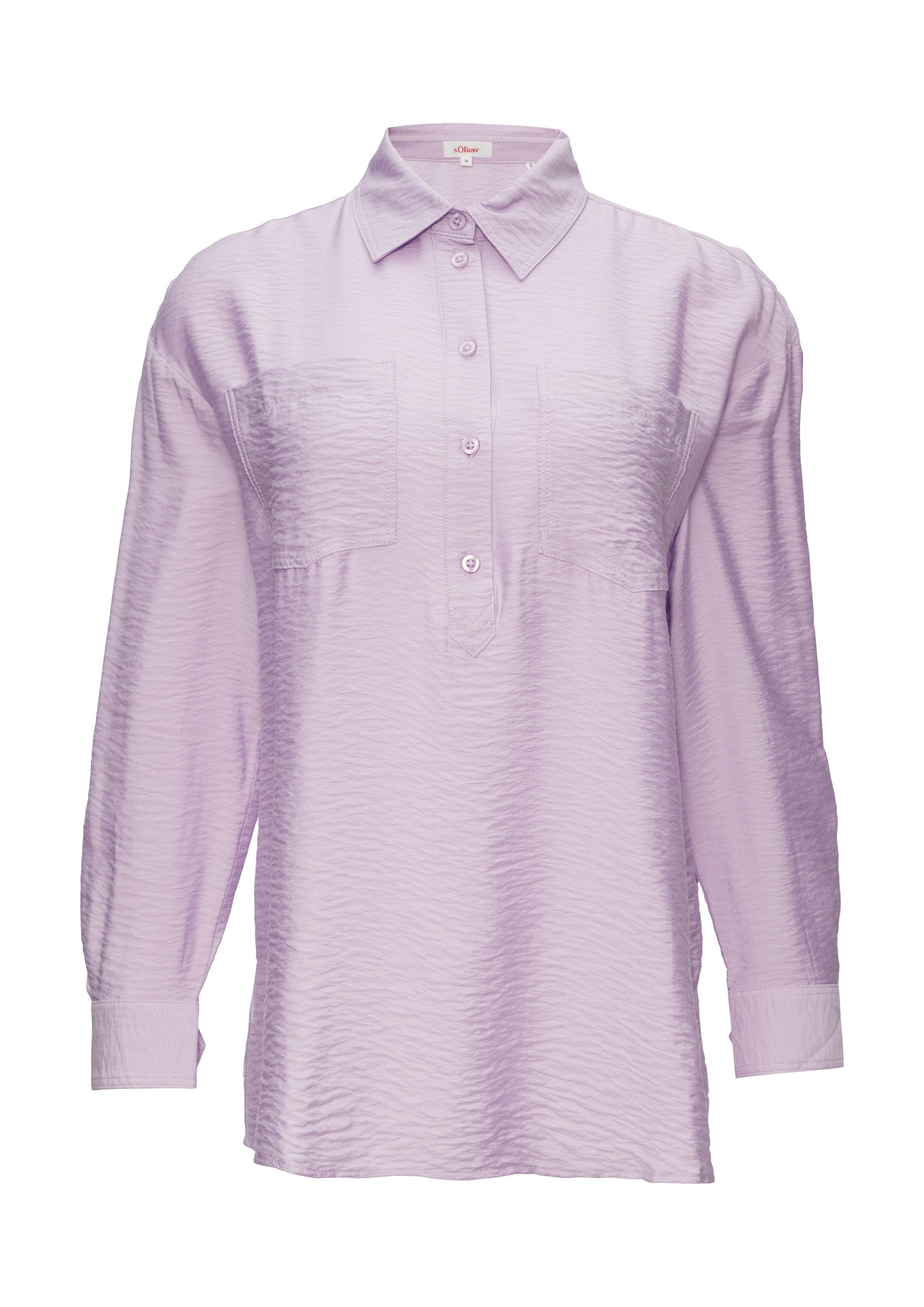 s.Oliver Langarmbluse Bluse Hemdkragenbluse aus Viskosemix günstig online kaufen