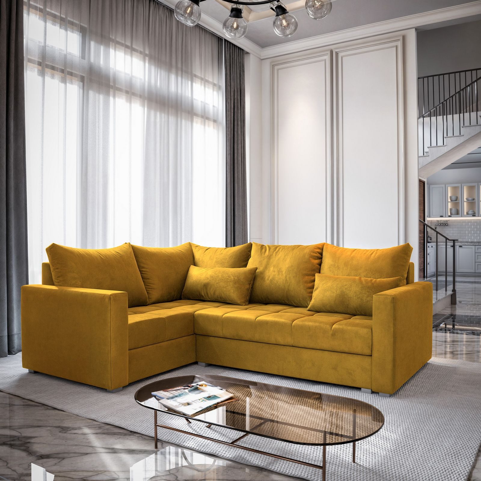 Masseno Ecksofa LIRENO mit Schlaffunktion L-Form, Sofa mit Bettkasten
