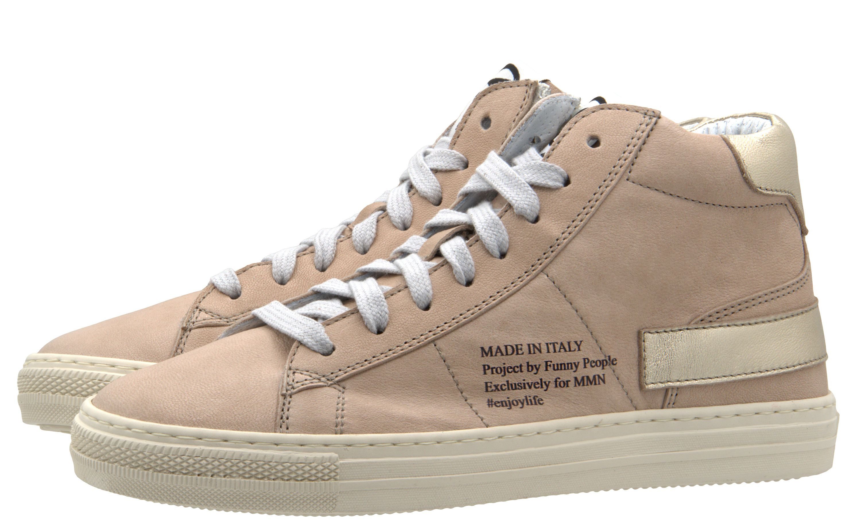 Momino Momino Sneakers 4042 high top komplett Leder Mädchen Damen Beige Sneaker
