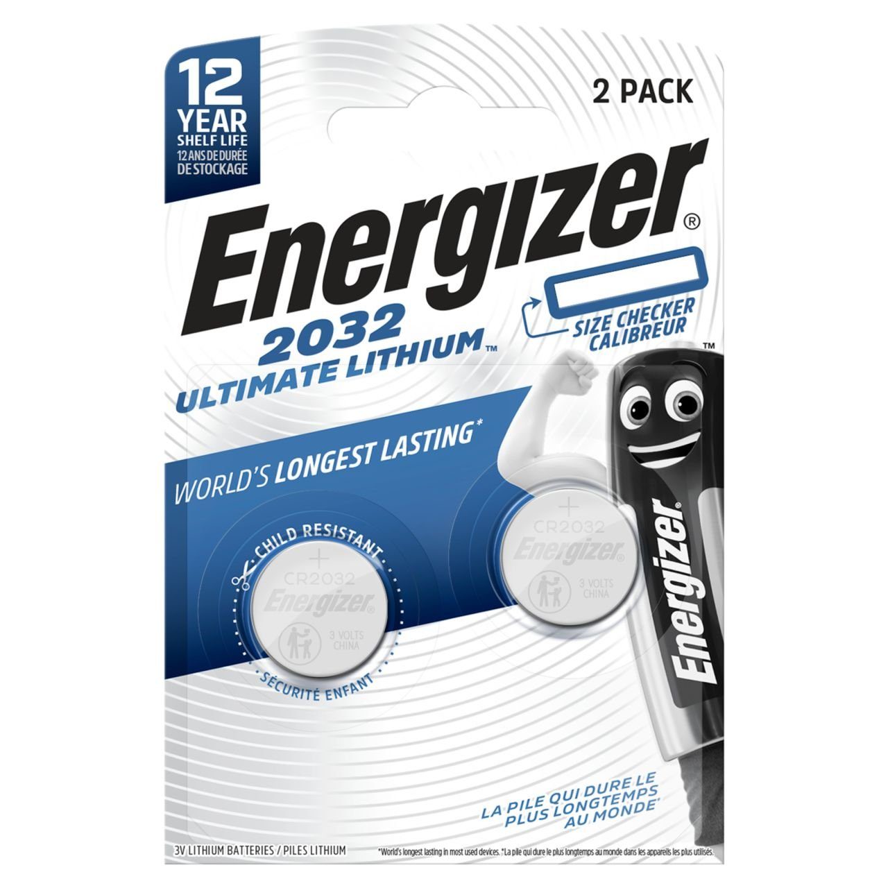 Energizer Energizer Knopfzelle CR 2032 Ultimate Lithium, 3 Batterie