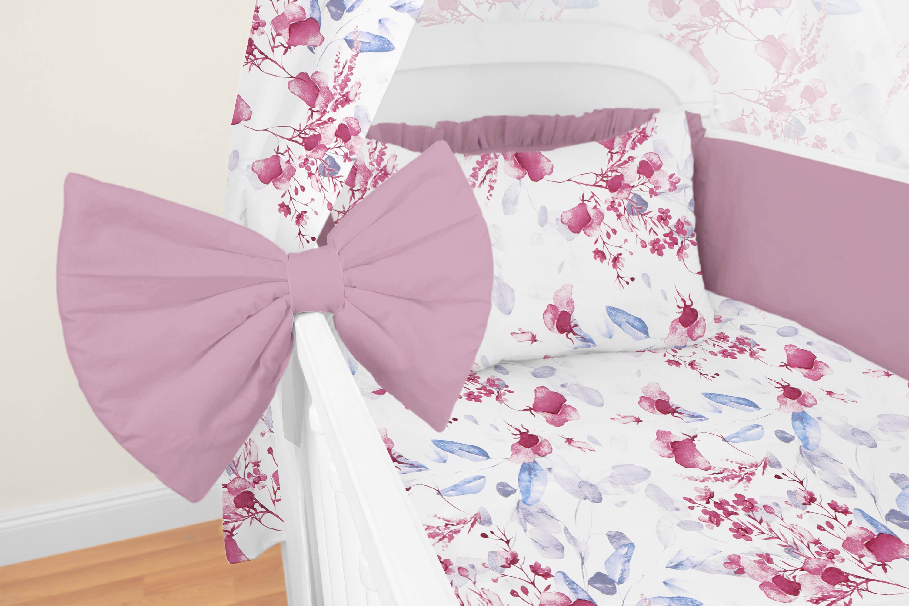 Amilian Babybettwäsche Set 7-teilig - Bettwäsche 100x135 - Kissenbezug 40x60 - mit Himmel, Vollstoffhimmel, 7 teilig, Komplett-Set für Babybett; Gitterbett - Kinderbettwäsche