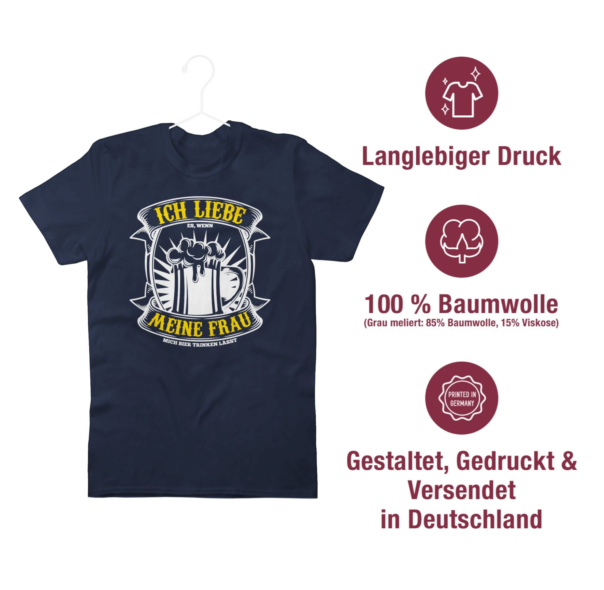 Herren mich Shirtracer Geschenke wenn T-Shirt Blau Ich Frau 1 Bier meine lässt & Männer trinken liebe es Navy