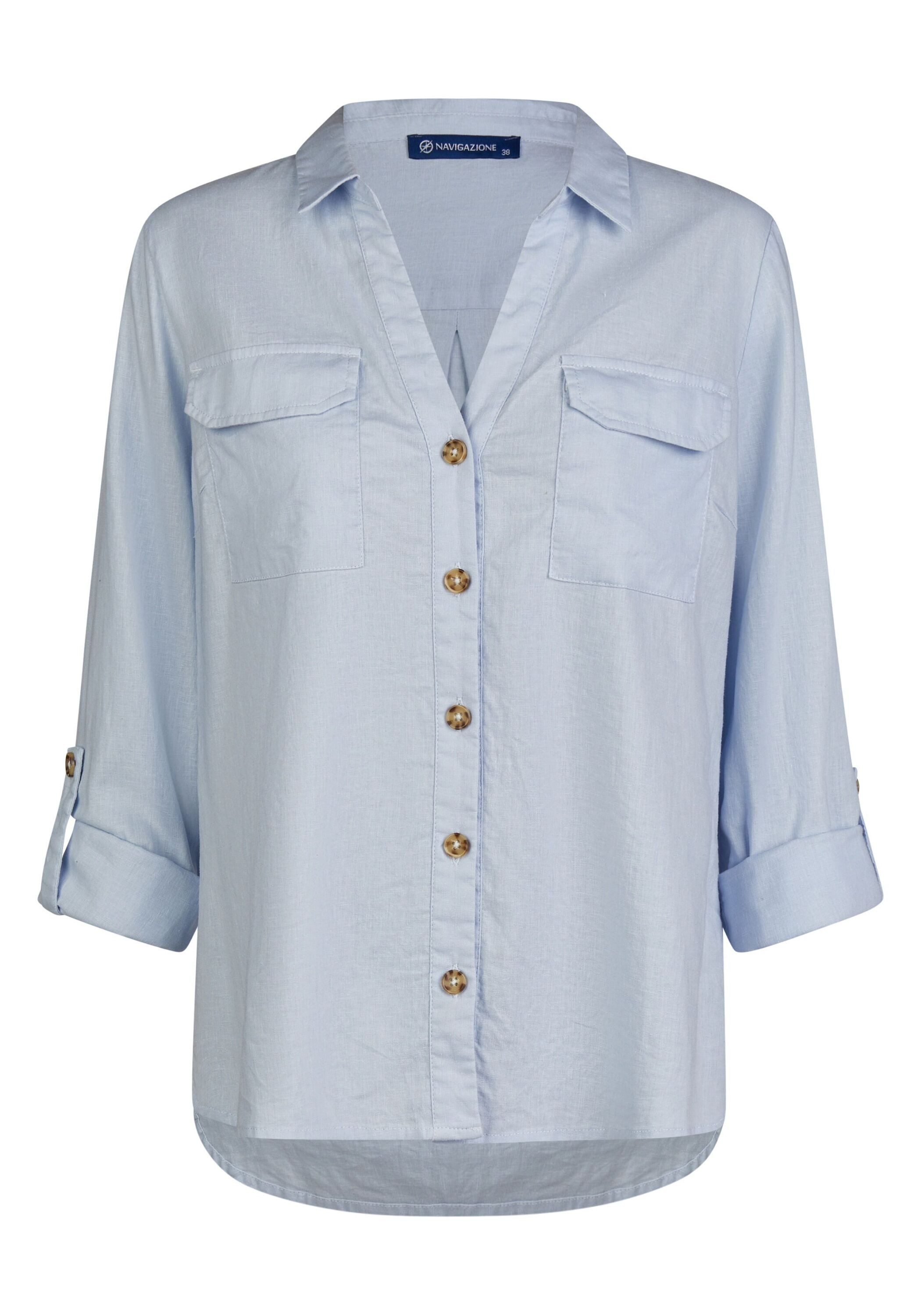 NAVIGAZIONE Klassische Bluse mit Leinen günstig online kaufen