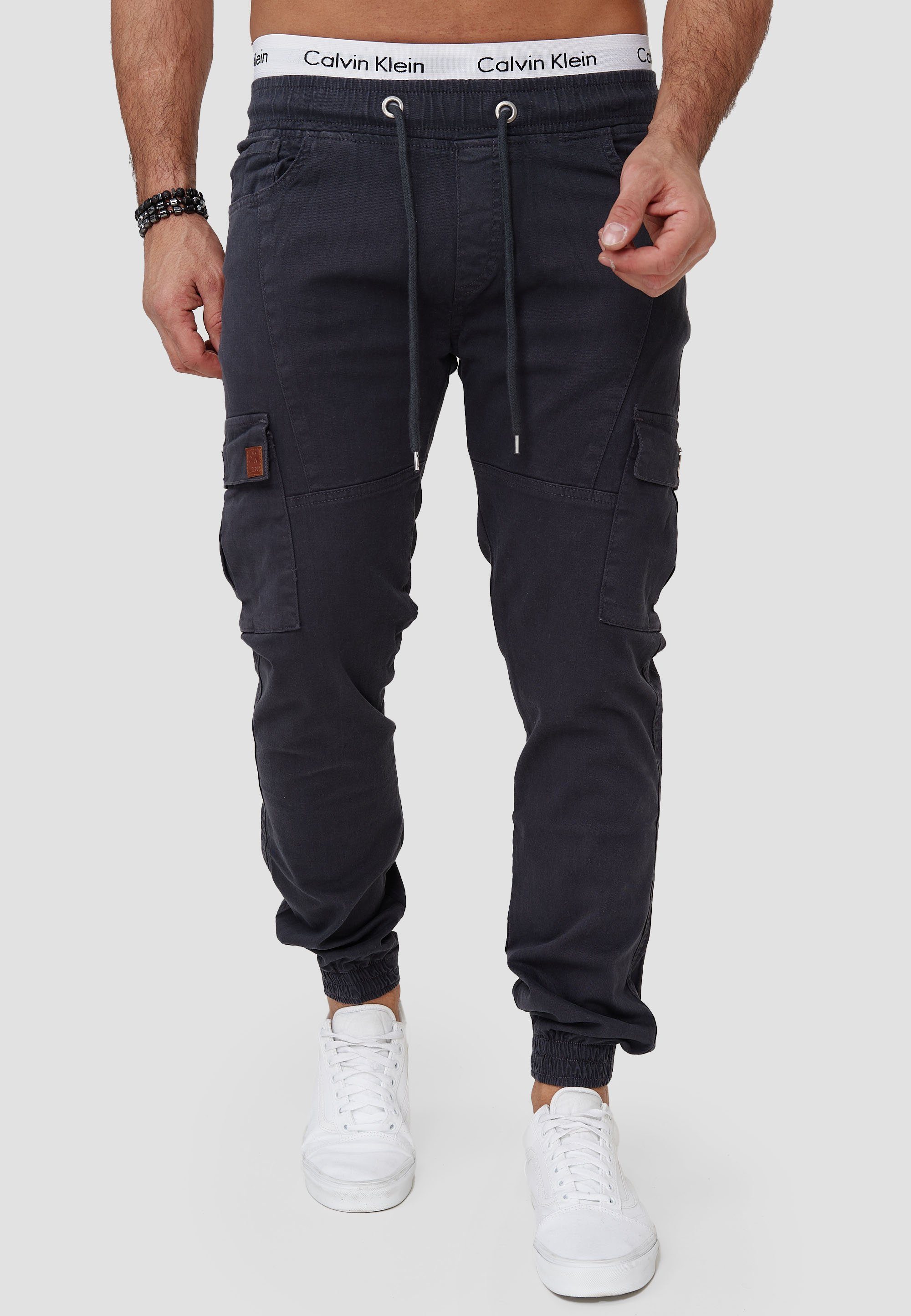 OneRedox Straight-Jeans H-3412 (Chino Cargohose Streetwear, 1-tlg) Freizeit Business Casual Antrazit