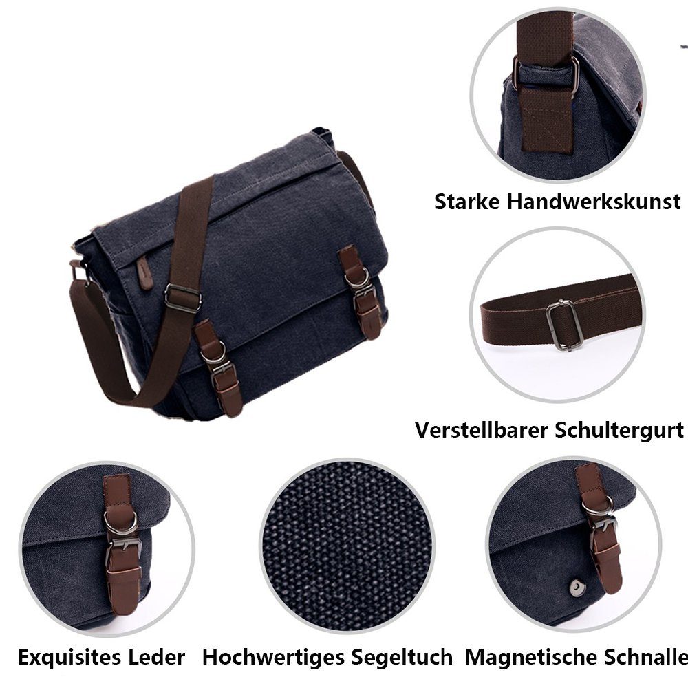 Messenger Schultertasche GelldG Bag Laptoptasche Kuriertasche Schultertasche, Umhängetasche Schwarz