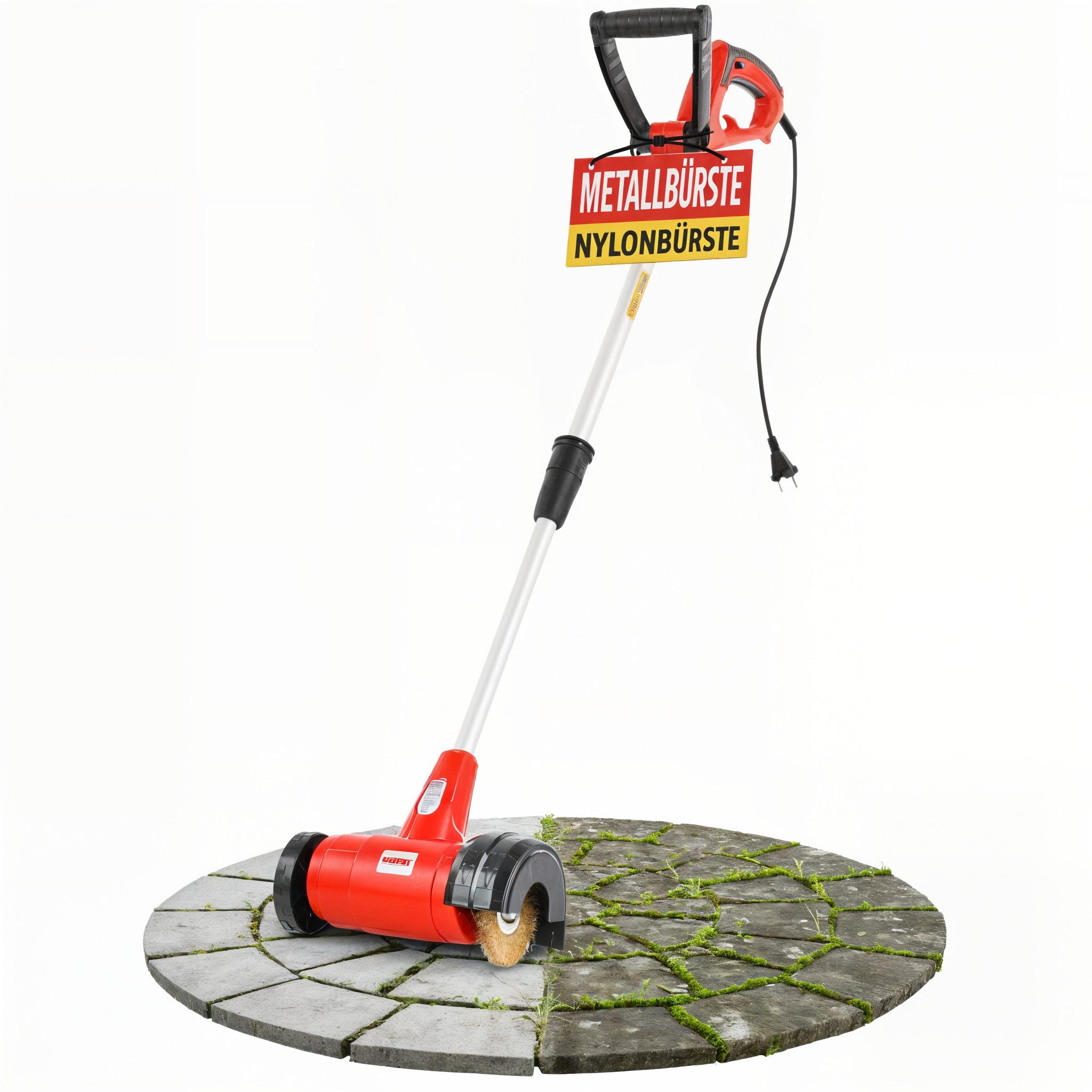 Hecht Elektro-Fugenbürste 400W Metall und Kunststoffbürste, 1 cm Arbeitsbreite, 11 cm Bürstendurchmesser, 1.800 U/min, Teleskopstab