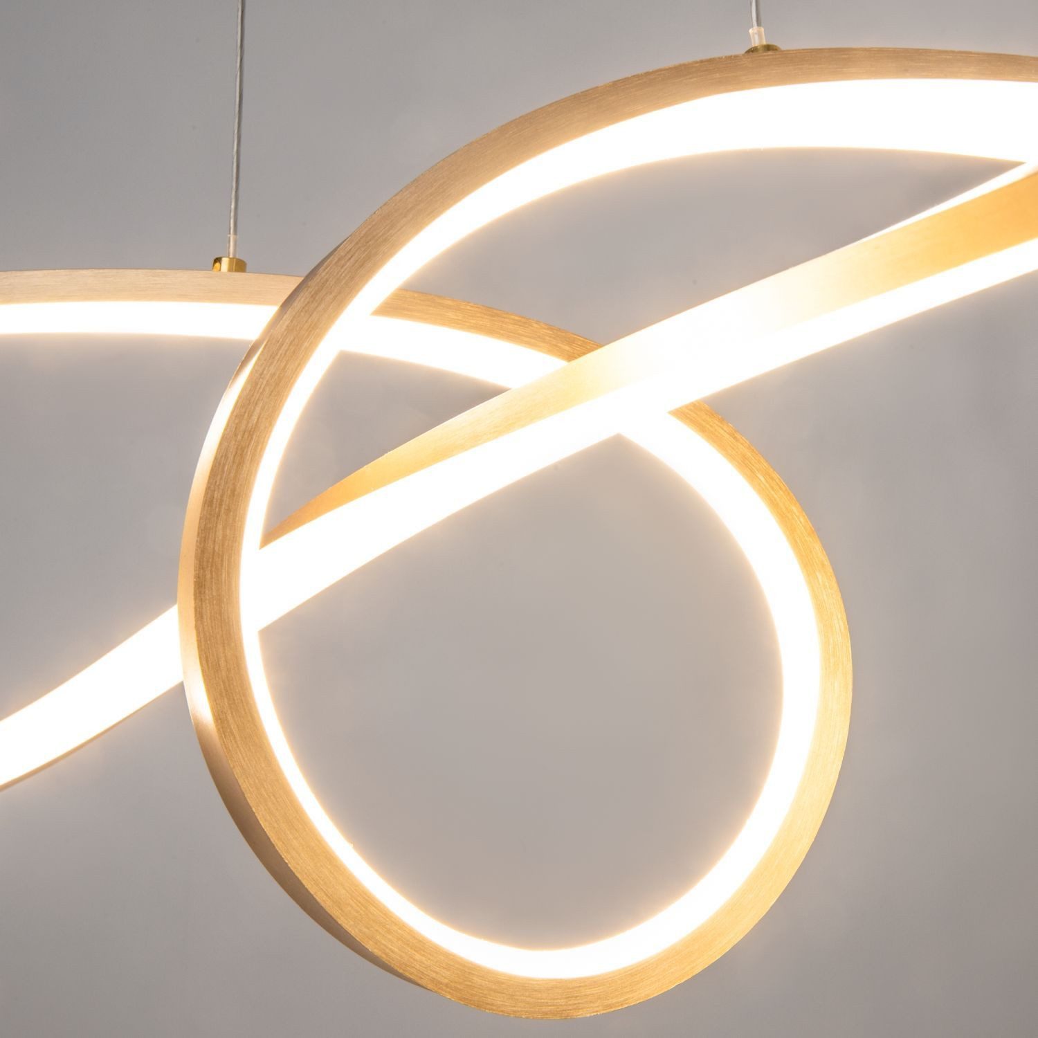 Licht-Erlebnisse Pendelleuchte HALOA, LED fest integriert, Neutralweiß, LED Aluminium H: max. 175 cm in Gold Weiß 4000 K neutralweiß 2800 lm