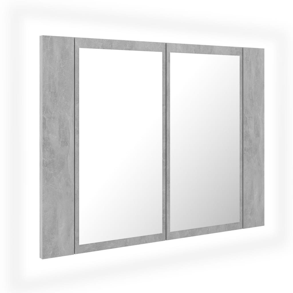 vidaXL Spiegelschrank NA LED Bad Spiegelschrank Betongrau 60x12x45 cm Badezimmer LED-Beleuch
