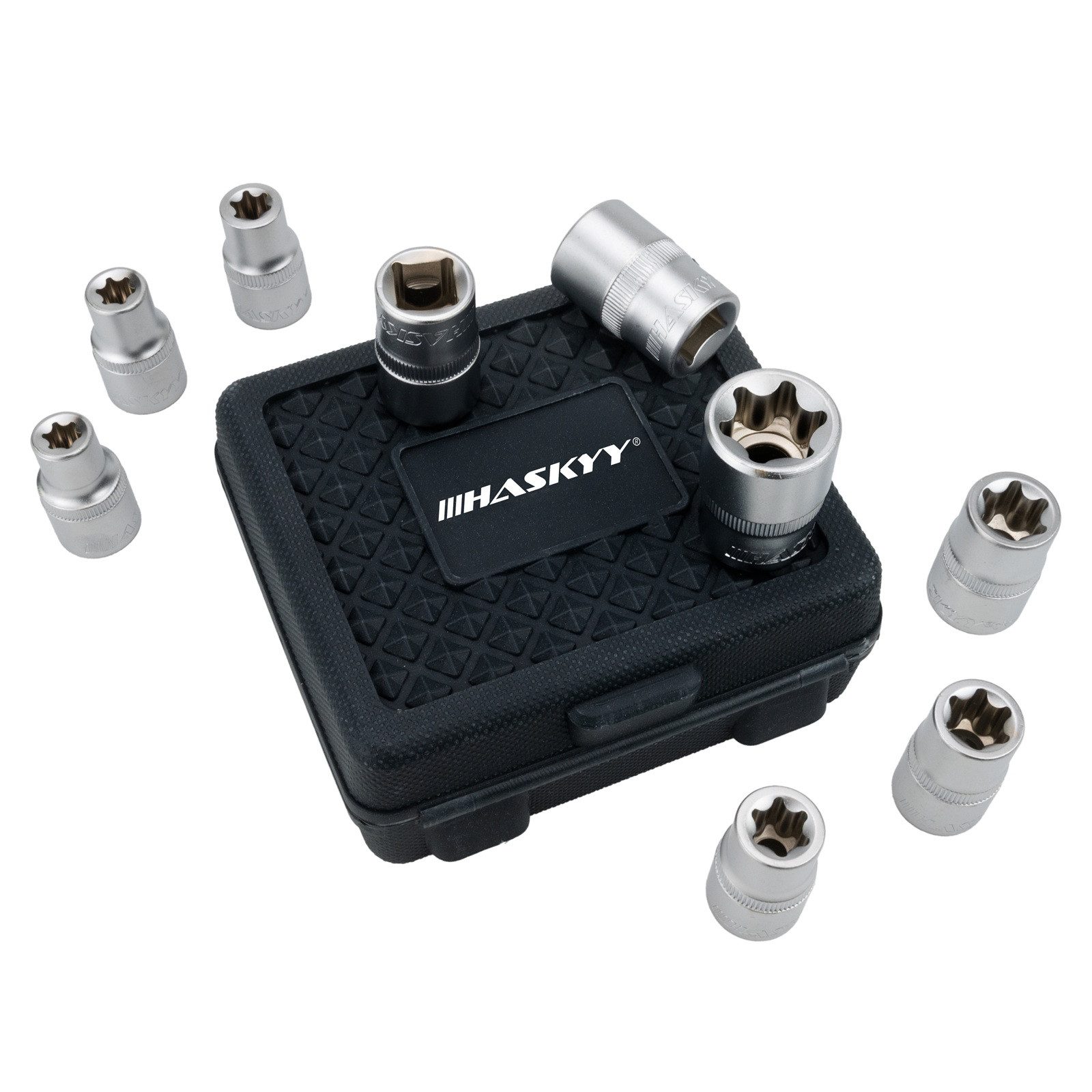 HASKYY Stecknüsse Torx Steckschlüssel Satz 9tlg E10-E24 Nüsse 1/2 Zoll Außentorx Nuss St – Bild 5 von 5