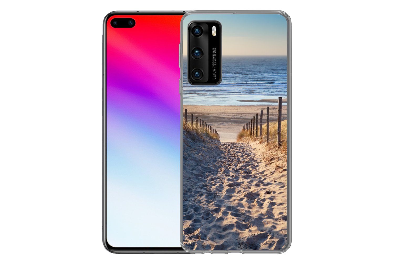 MuchoWow Handyhülle für Huawei P40 Strand - Meer - Niederlande - Dünen - Sonne, Handy Case, Silikon, Bumper Case Dünn