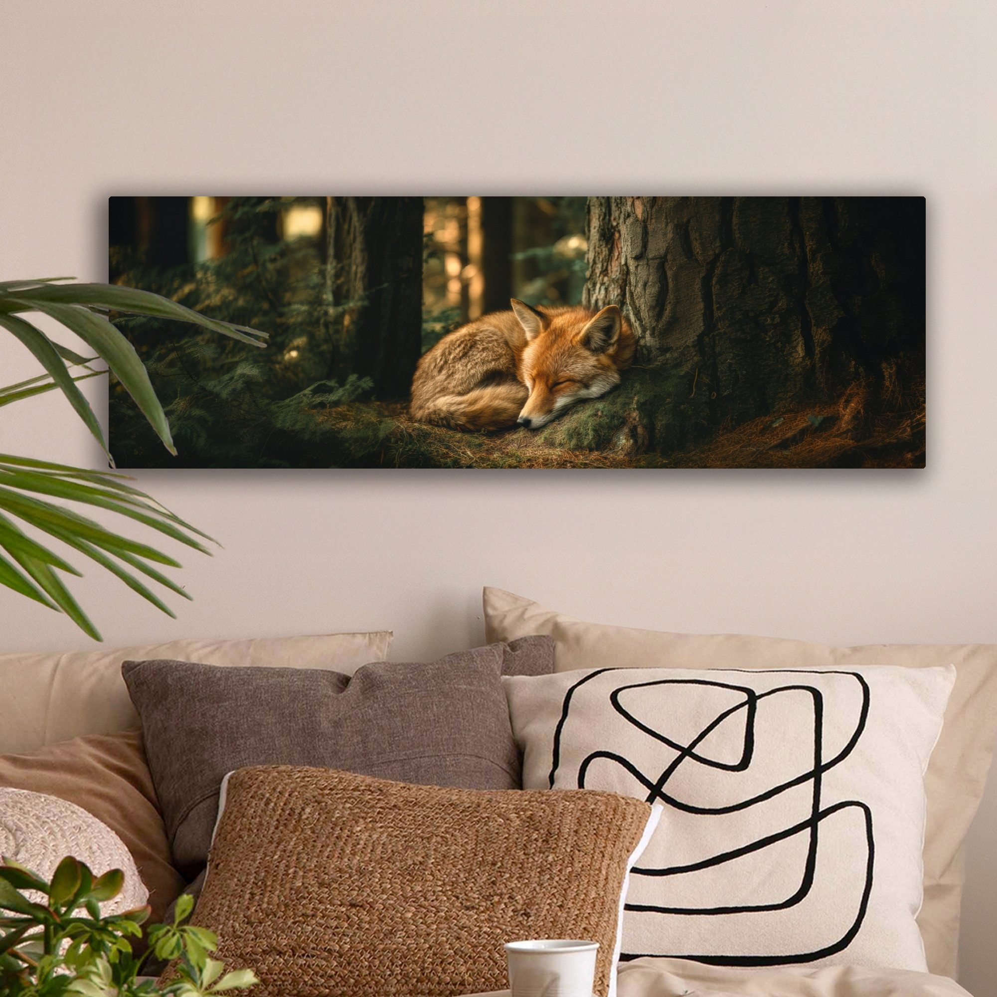 OneMillionCanvasses® Leinwandbild Panorama Fuchs - Wald - Schlaf, Fotodruck günstig online kaufen