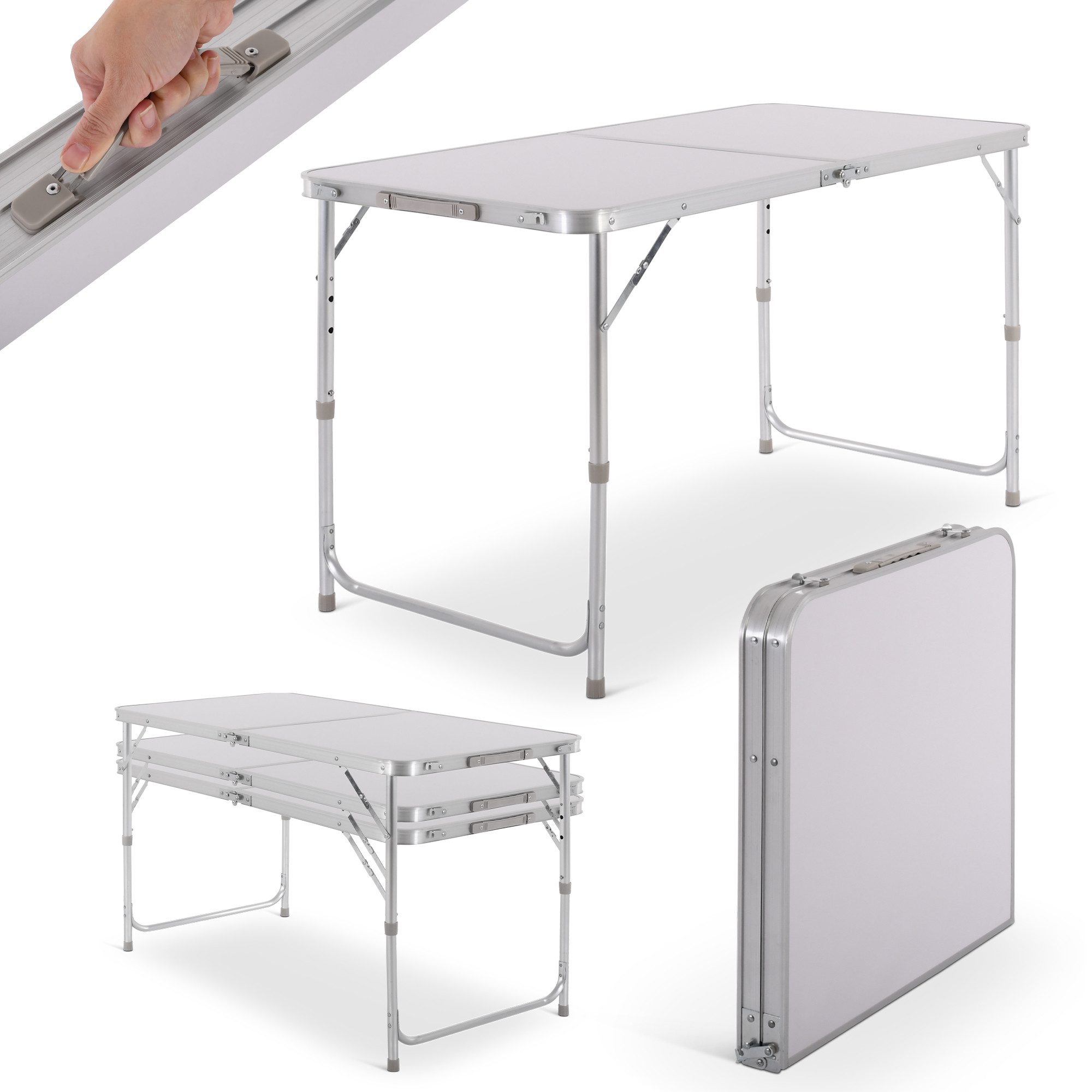 Raburg Campingtisch klappbar, Klapptisch 3-fach höhenverstellbar, Weiß, Luk günstig online kaufen