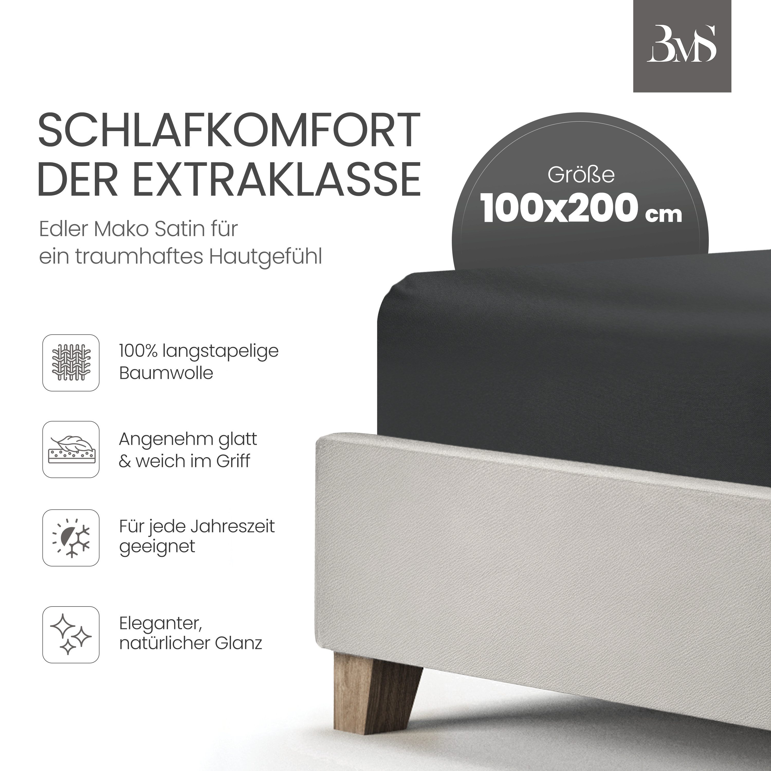 BETTWAESCHE-MIT-STIL Spannbettlaken Mako Satin Spannbettlaken, Matratzenhöh günstig online kaufen