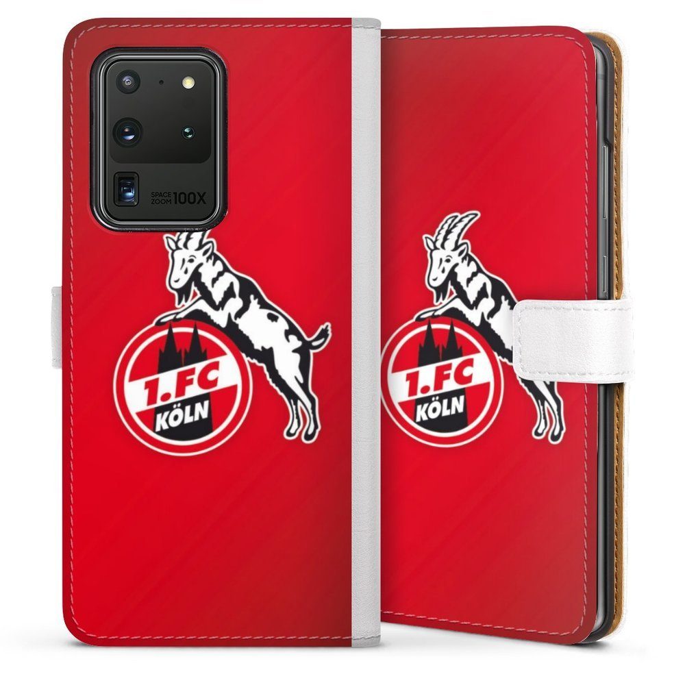 DeinDesign Handyhülle 1. FC Köln Offizielles Lizenzprodukt EffZeh 1. FC Köln  rot, Samsung Galaxy S20 Ultra 5G Hülle Handy Flip Case Wallet Cover