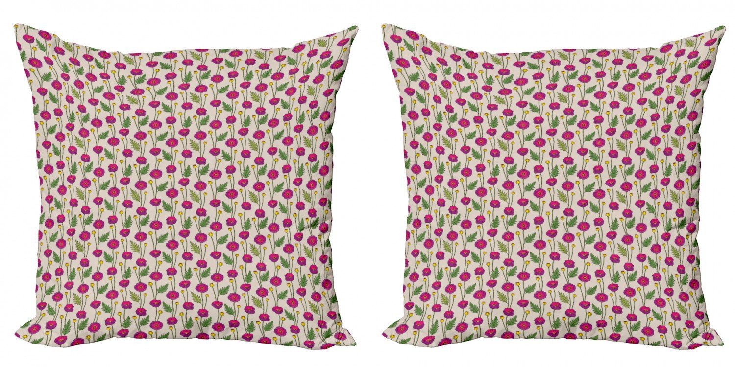 Accent Knospen Kissenbezüge Doppelseitiger Modern Abakuhaus Petals Vivid Poppy Blumen Digitaldruck, Rosa (2 Stück),