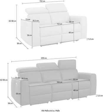 Home affaire Polstergarnitur »Sentrano«, (Set, 2-tlg), bestehend aus dem 2- und 3 Sitzer, wählbar zwischen manueller oder elektrischer Relaxfunktion