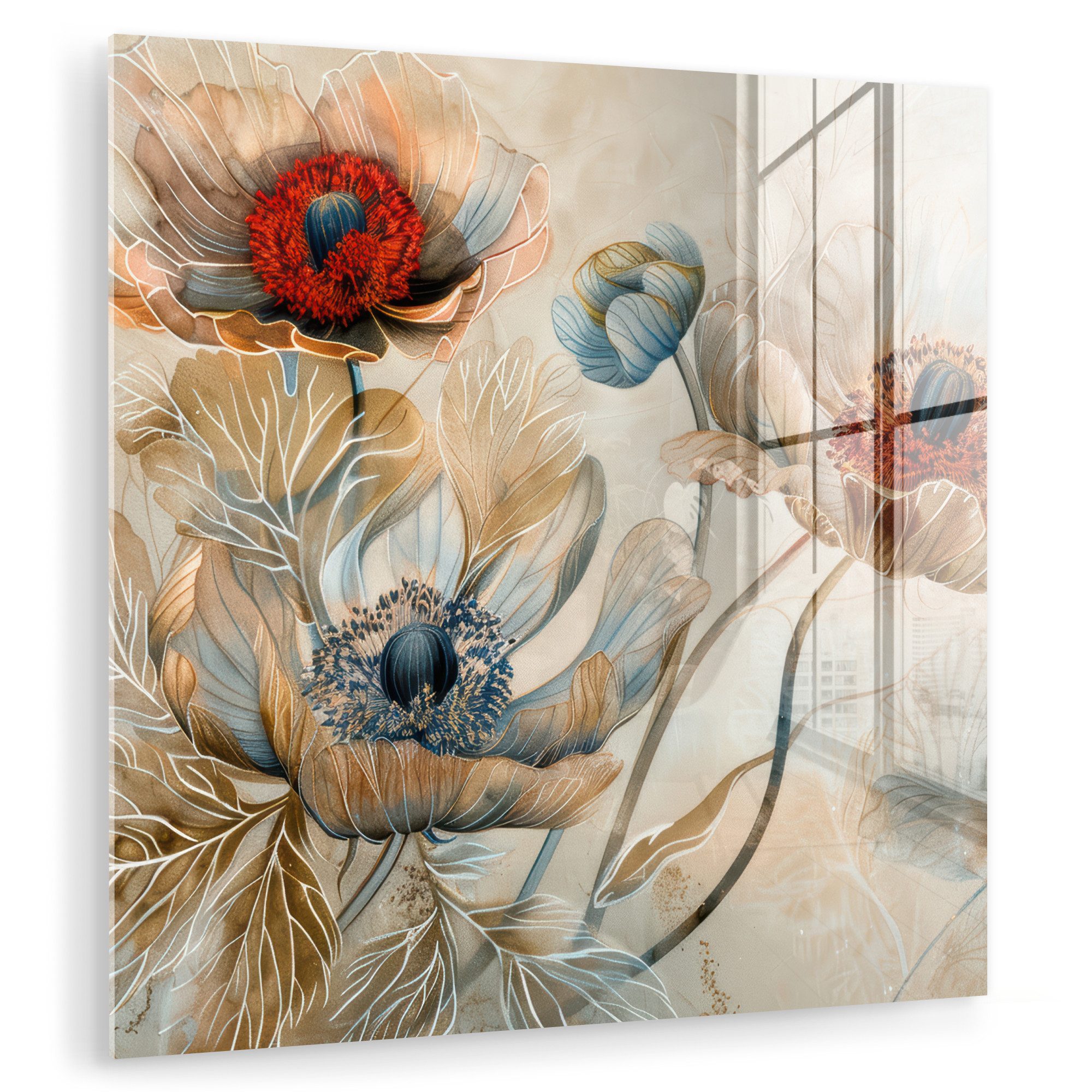 MuchoWow Acrylglasbild Blumen - Beige - günstig online kaufen
