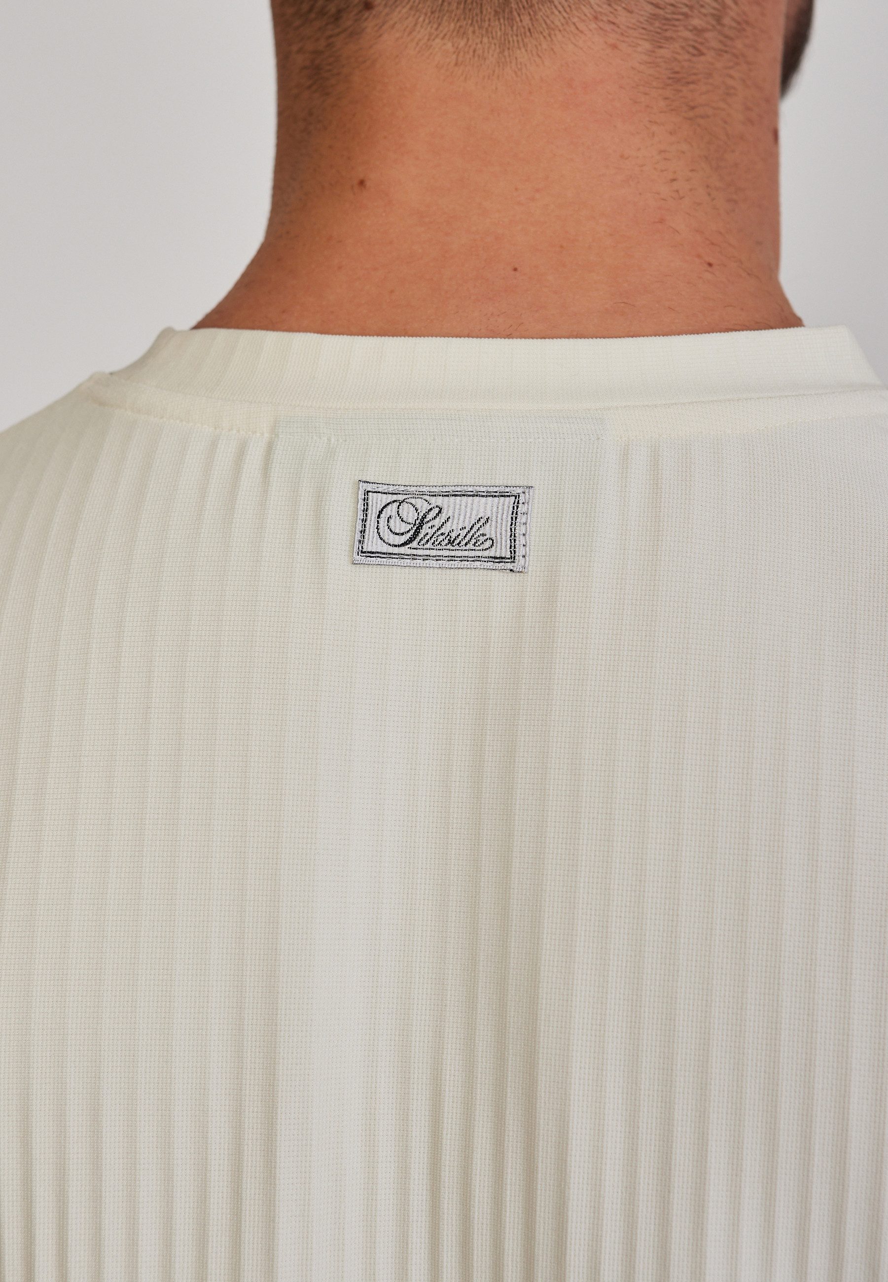 Siksilk T-Shirt SikSilk Herren Ecru Plisse T-Shirt