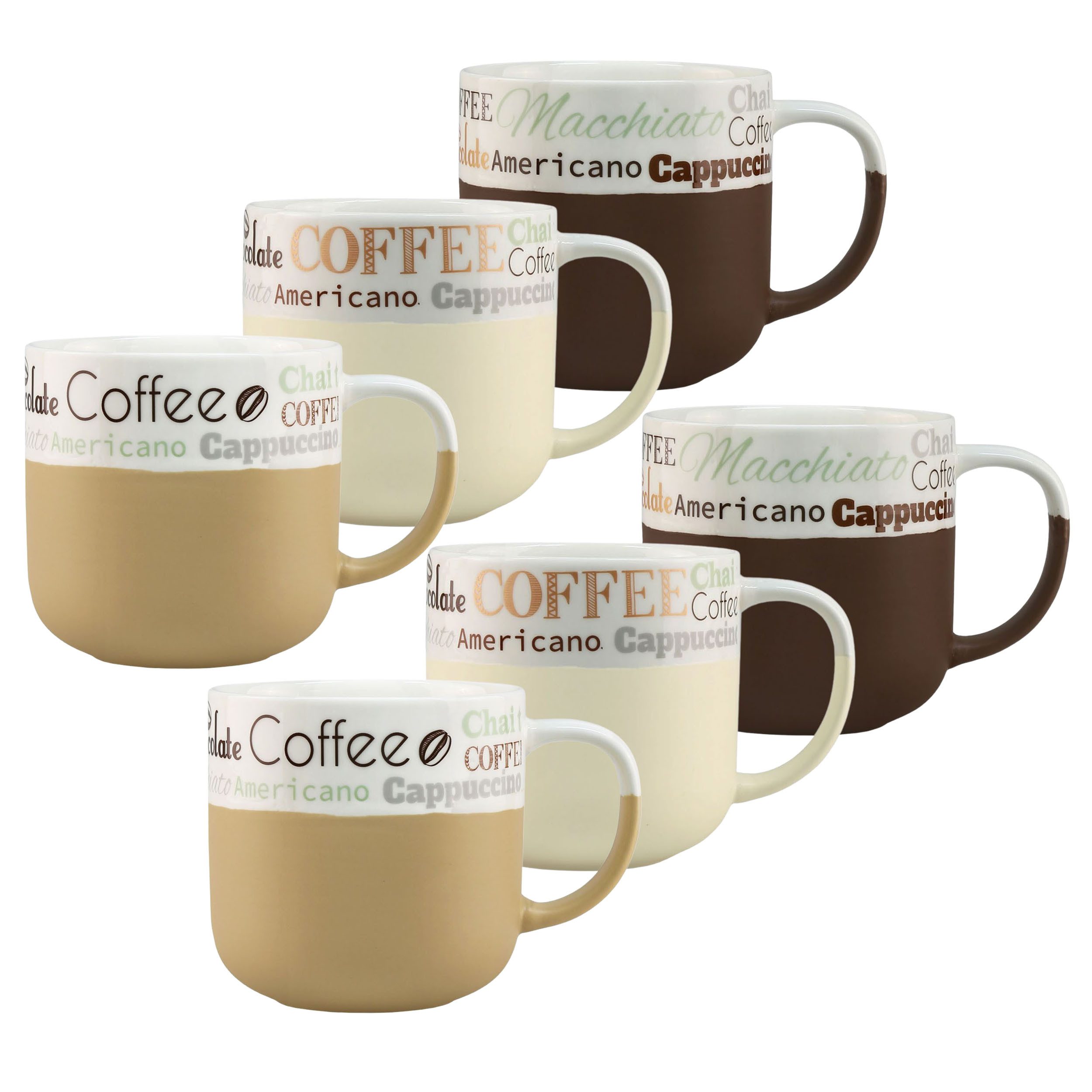 Tasse 6-tlg. Set Große Kaffeetassen aus Keramik - Kaffeebecher Teetasse