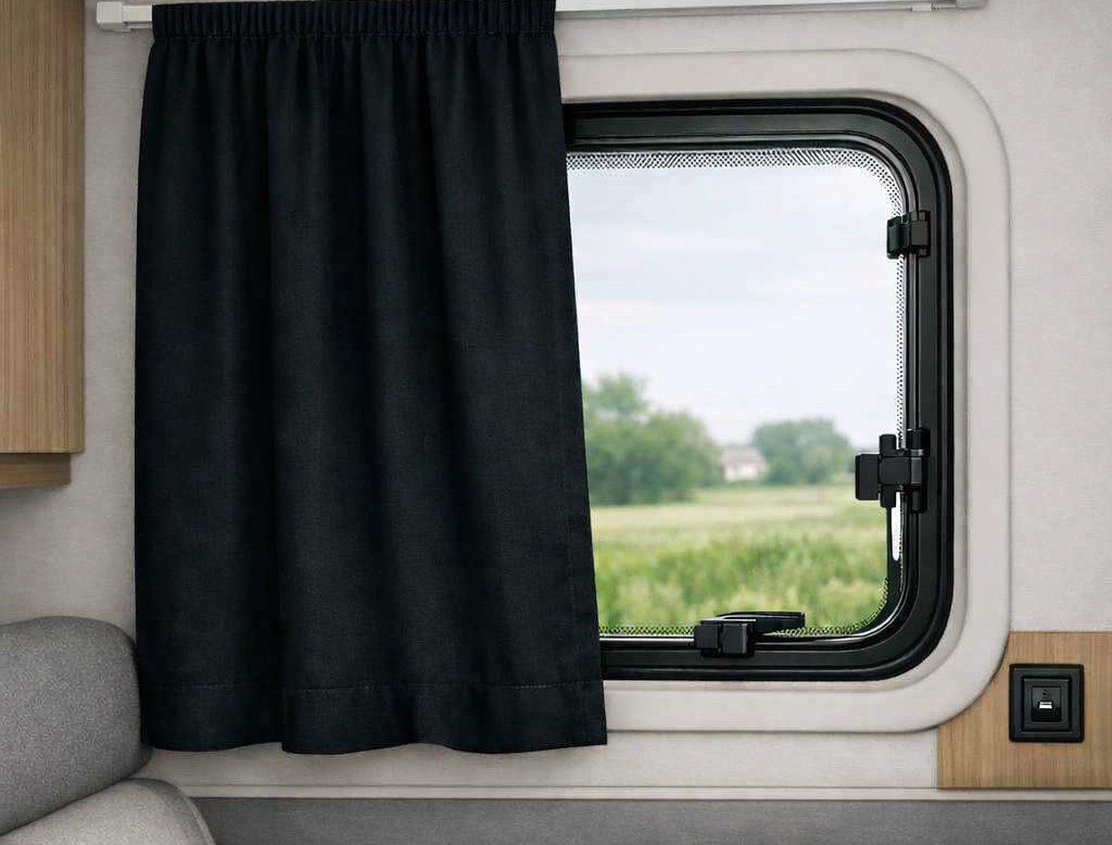 novumfix Verdunkelungsvorhang Caravangardine SCHWARZ Kräuselband 145x80cm, verdunkelnd, starke Verdunkelung