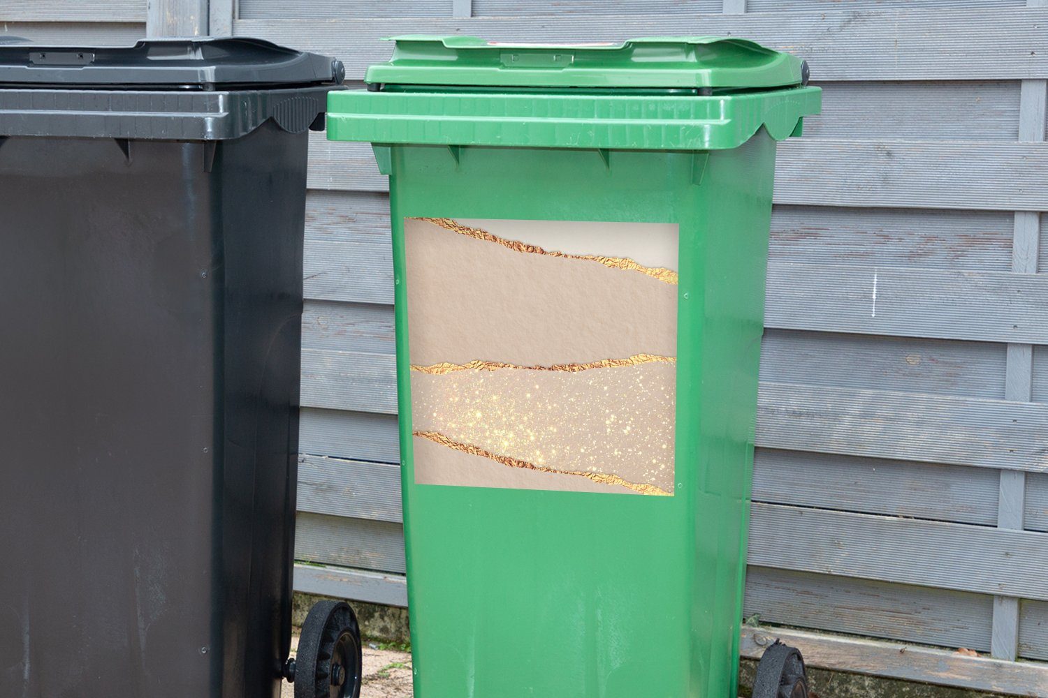 MuchoWow Wandsticker Rosa - Design Sticker, Mülleimer-aufkleber, - - Container, Abfalbehälter Mülltonne, Gold St), (1 Glitzer