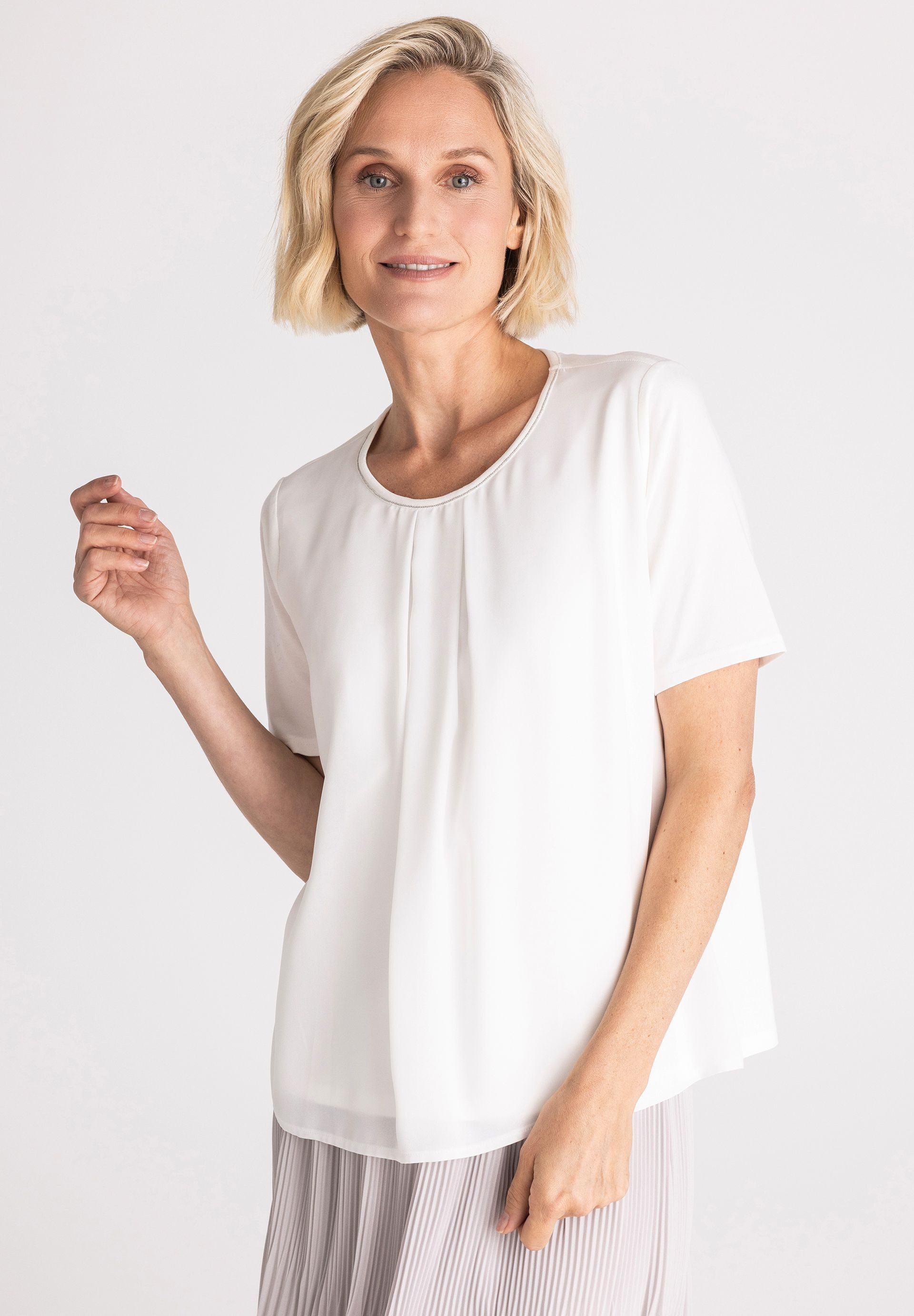 FRANK WALDER Blusenshirt mit Kellerfalten-Detail