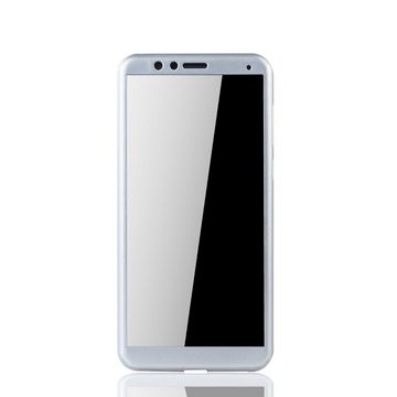 König Design Handyhülle Huawei Honor 7X, Huawei Honor 7X Handyhülle 360 Grad Schutz Full Cover Silber