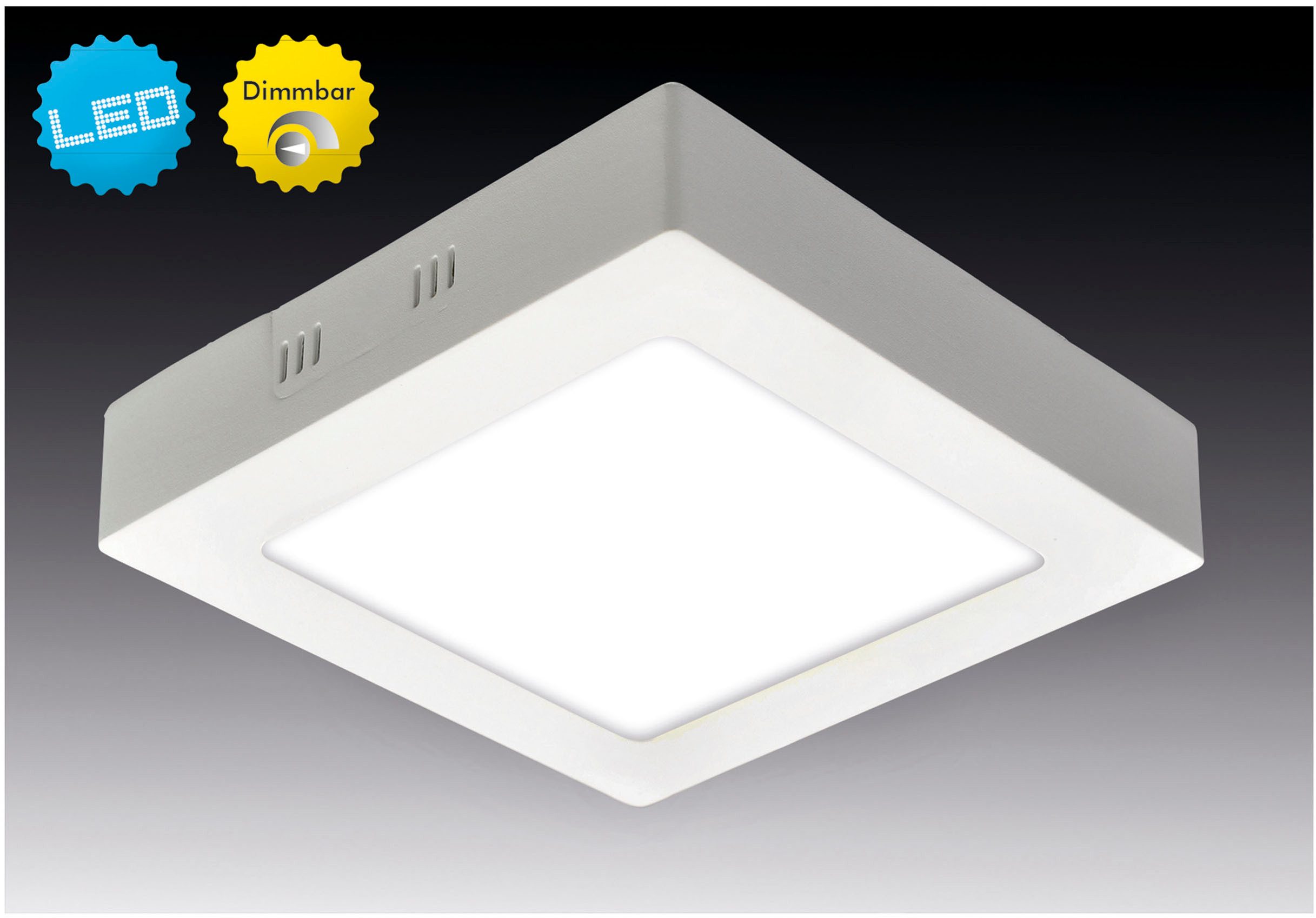 näve LED Panel Dimplex, LED fest integriert, Warmweiß, Aufbaupanel weiß, dimmbar, Phasenabschnitt, Maße: s: 30x30cm, h:3,5cm