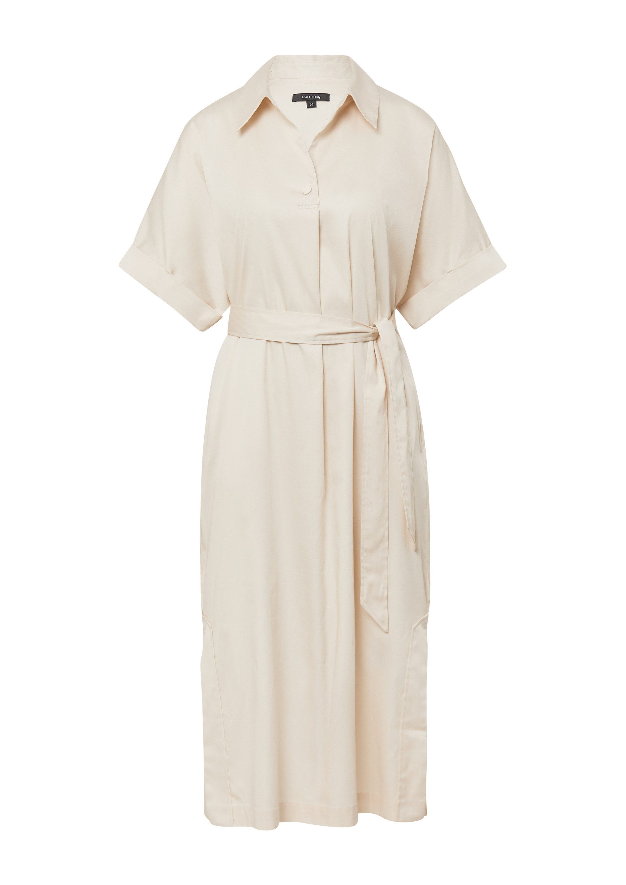 comma Midikleid Kleid Midi-Hemdblusenkleid aus Baumwollsatin günstig online kaufen