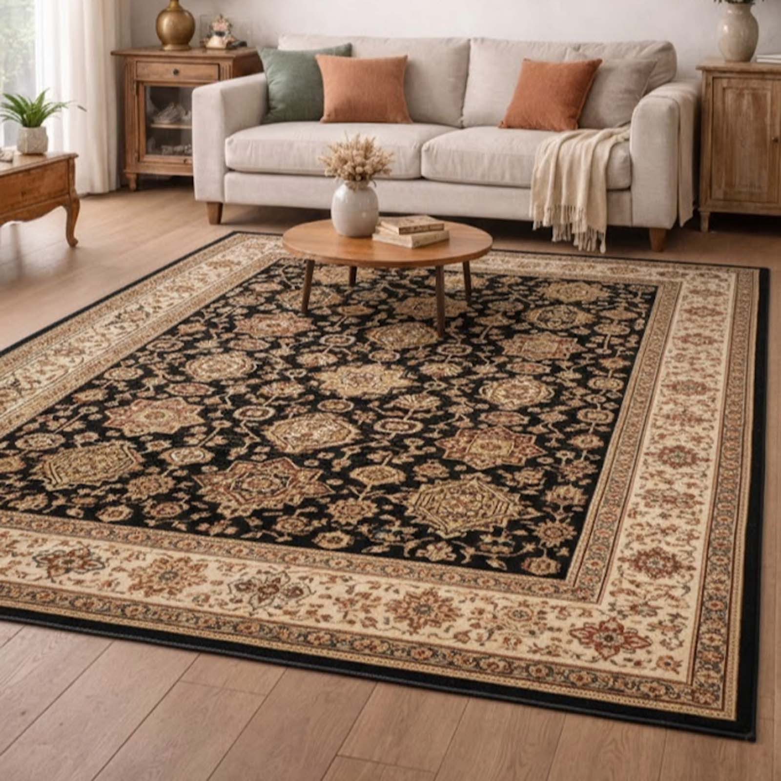 TaraCarpet Teppich TaraCarpet Leonardo Tiflis Wohnzimmer,Schlafzimmer,Esszimmer, rechteckig, Höhe: 9 mm, Wohnzimmer, Schlafzimmer, Esszimmer Leonardo Tiflis schwarz133x195