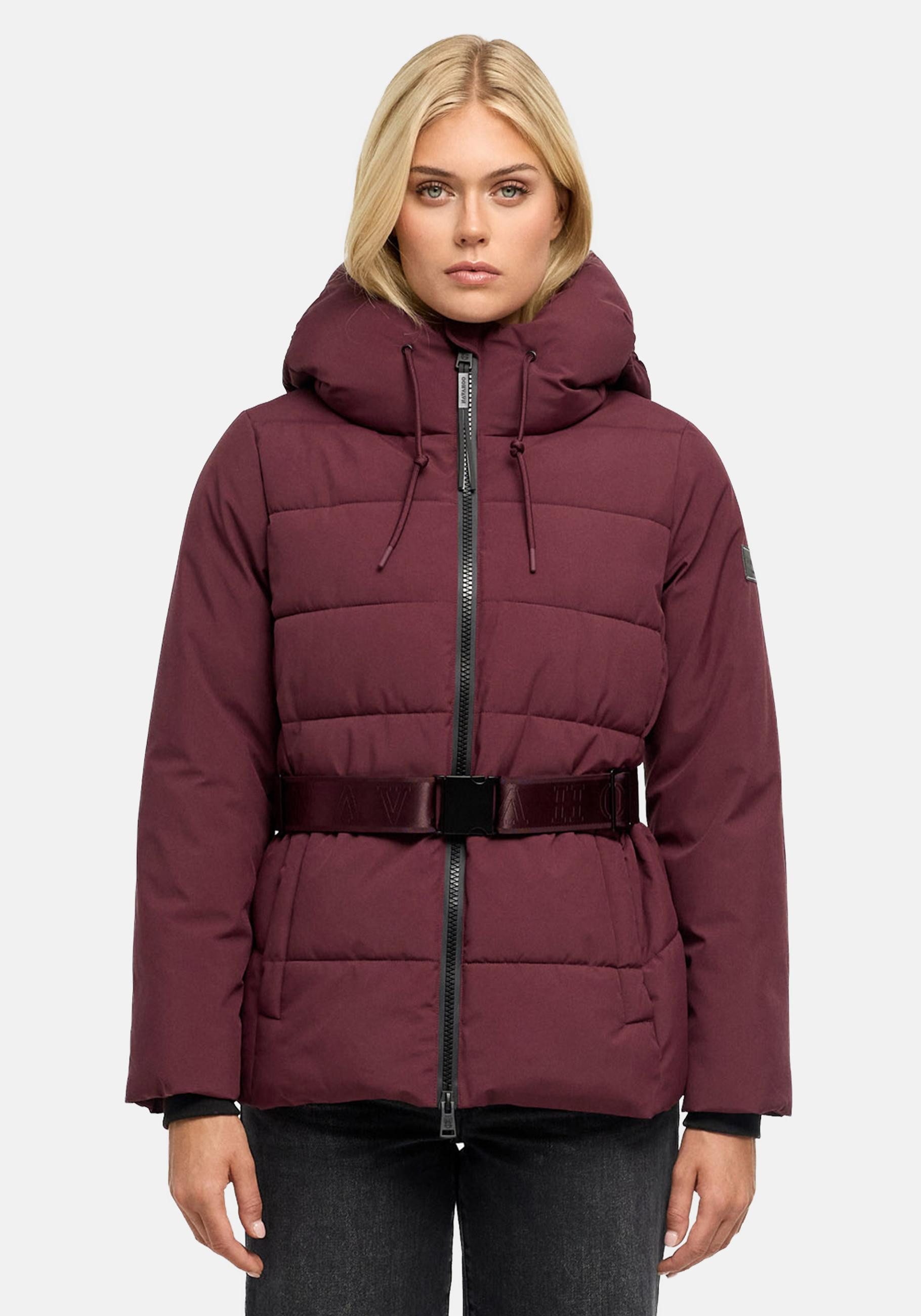 Navahoo Steppjacke Wattewunder XIV Damen Winterjacke mit Taillengürtel