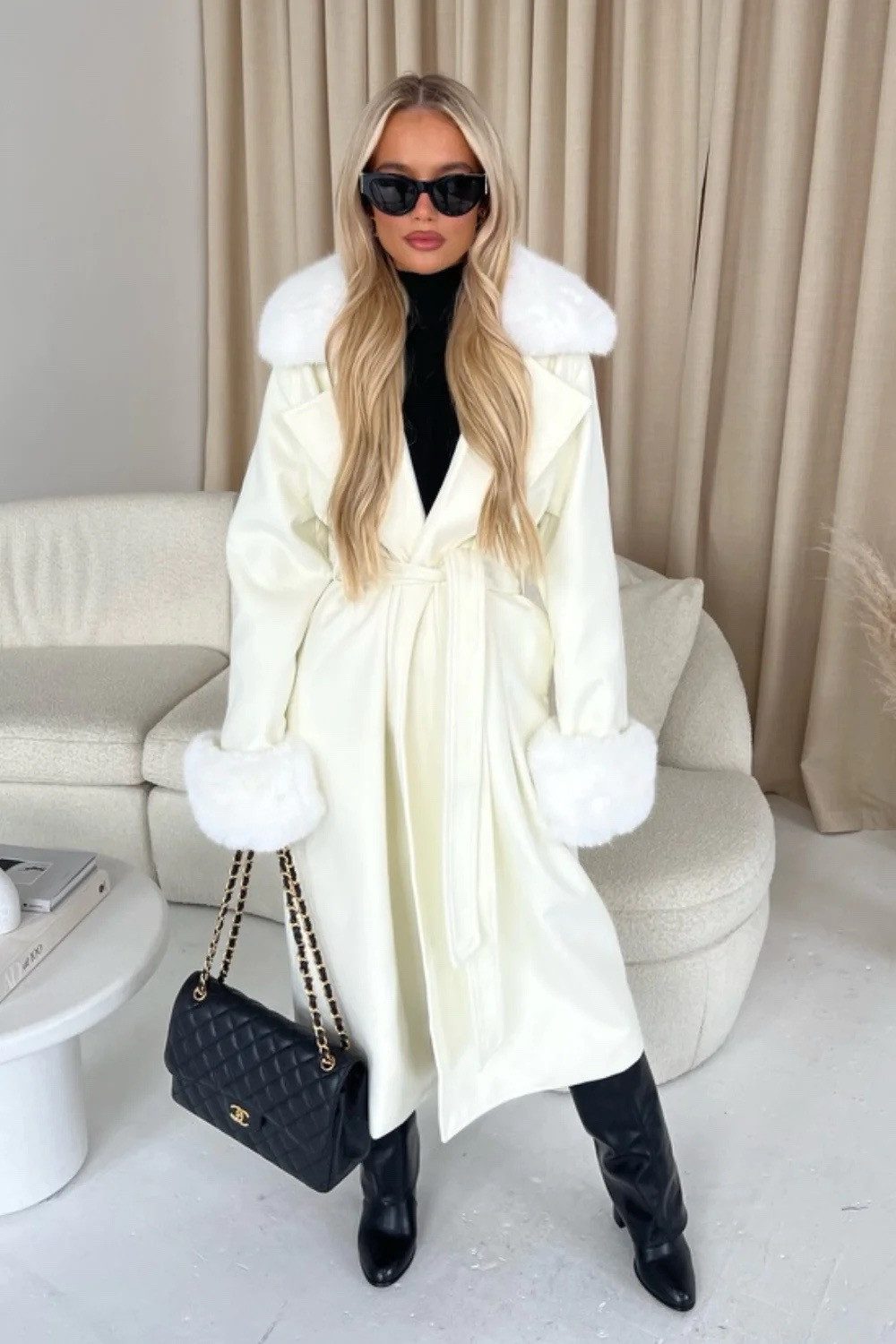 Copperose Langmantel #7555 Mantel mit flauschigem Kragen abnehmbarer Schalk günstig online kaufen