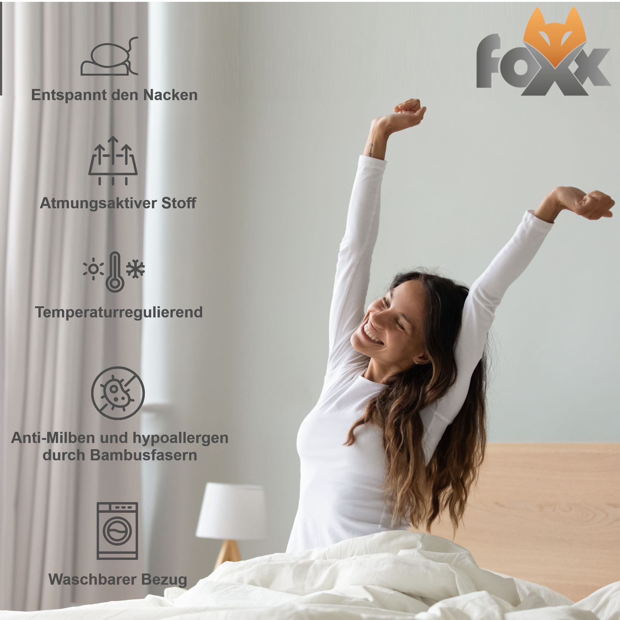 Foxx Nackenstützkissen Orthopädisches nackenfreundliches Bambus Visko günstig online kaufen