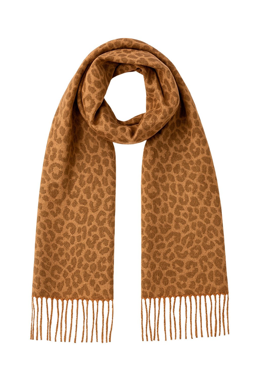 Faera Modeschal Leopardenmuster weicher Griff mit Fransen leicht wärmend, (1-St), 9464 in Taupe