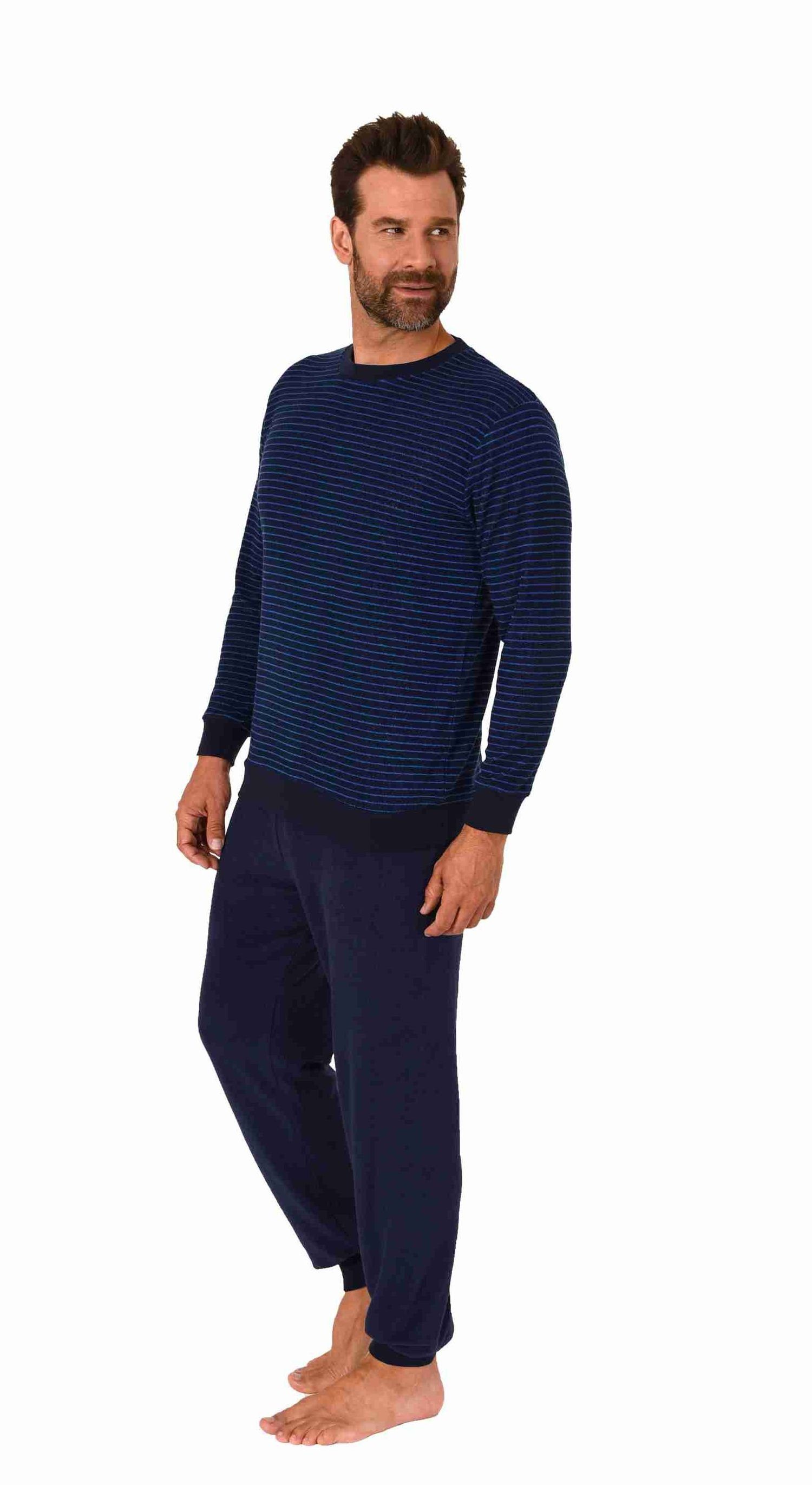 RELAX by Normann Pyjama Herren langarm Frottee Schlafanzug mit Bündchen - a günstig online kaufen