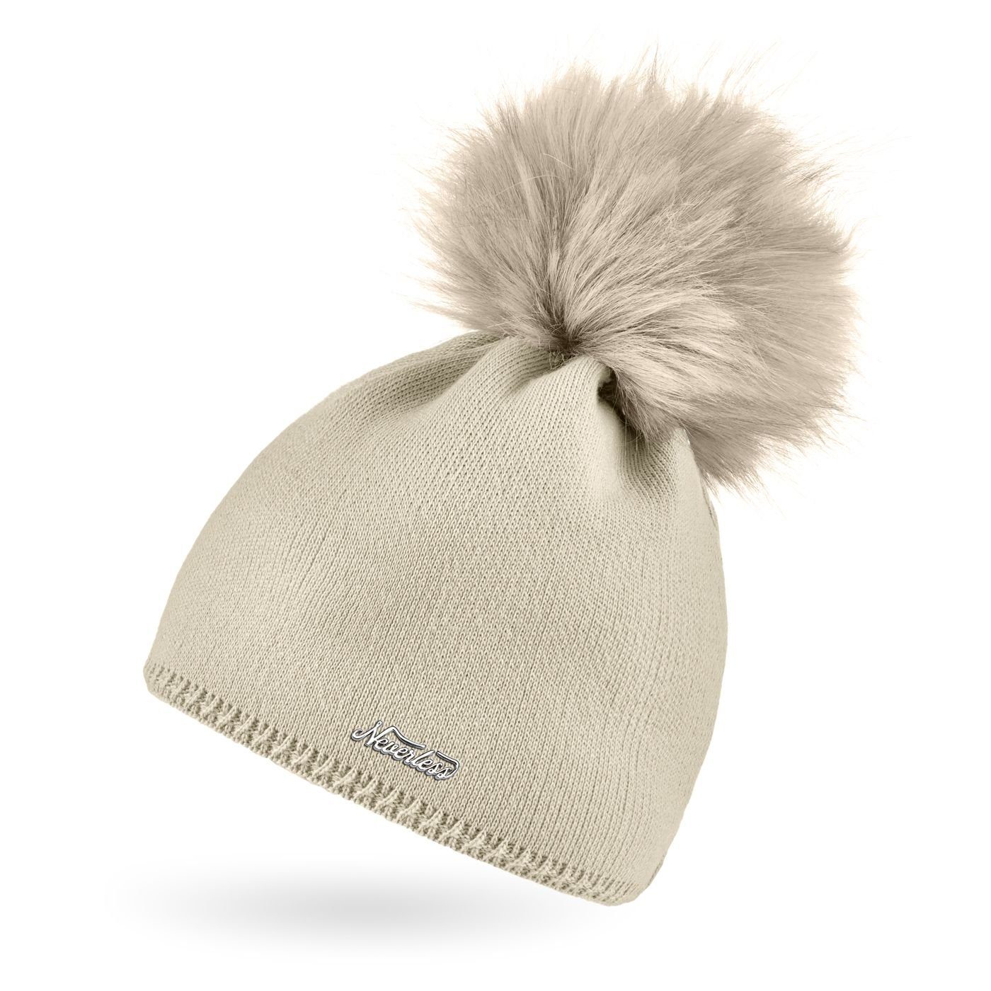 Bommelmütze Damen Strickmütze Strick-Beanie mit Bommel Winter-Mütze Bommelmütze