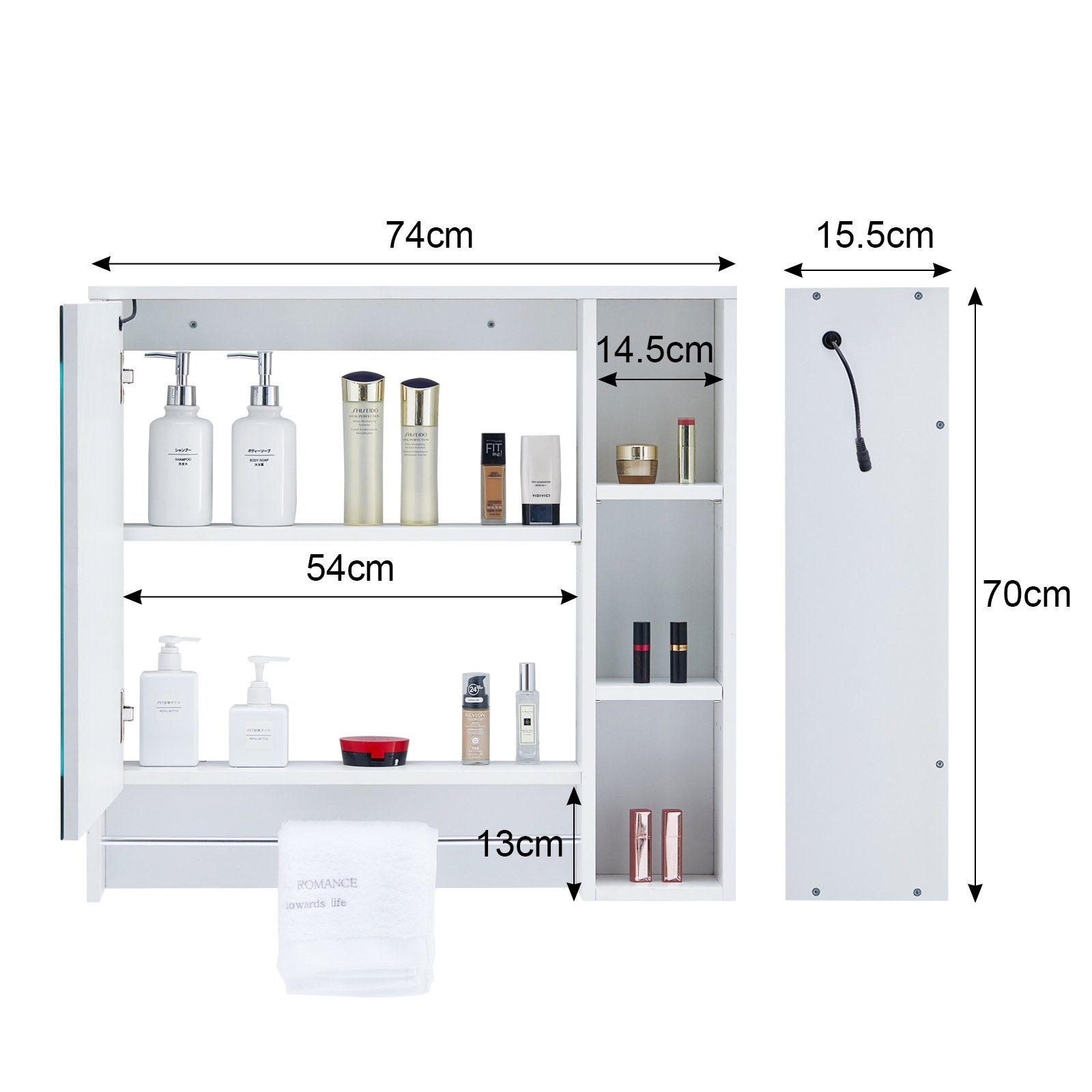 Ofcasa Badezimmerspiegelschrank Wandspiegelschrank mit Touchschalter 74x70x günstig online kaufen