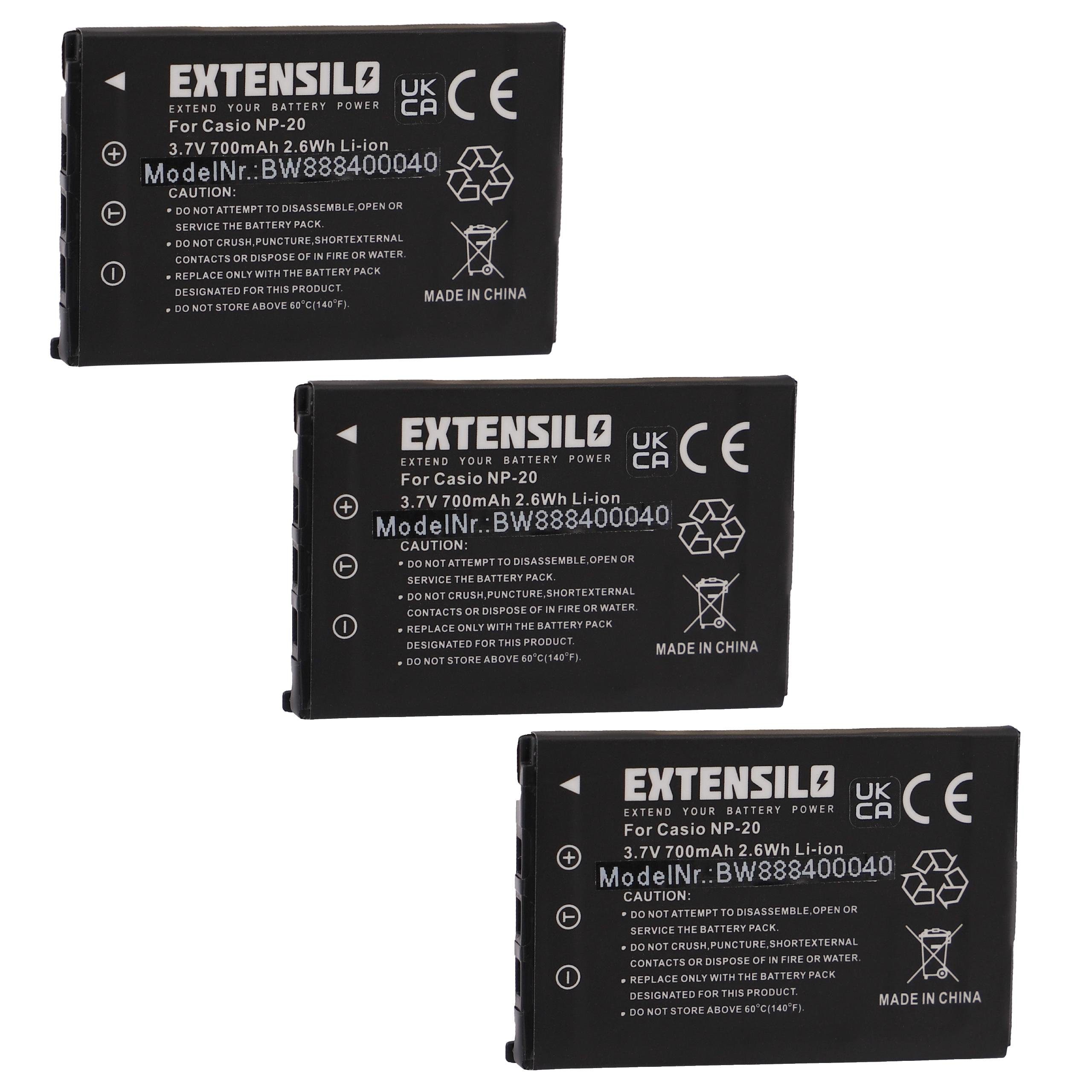 Extensilo kompatibel mit BenQ DC-X725, DC-X735, DC-T800, DC-X720, DC-X800 Kamera-Akku Li-Ion 700 mAh (3,7 V)