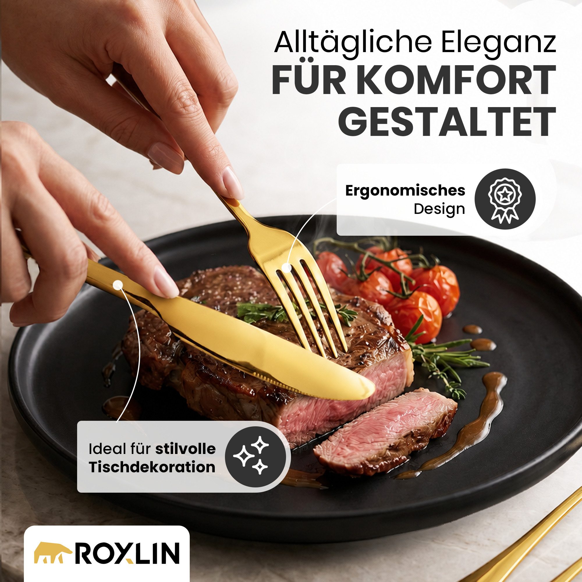 Roxlin Besteck-Set 30-teiliges Edelstahl-Besteckset modern & elegant 4 Farbe, 6 Personen, Edelstahl – Bild 5 von 5