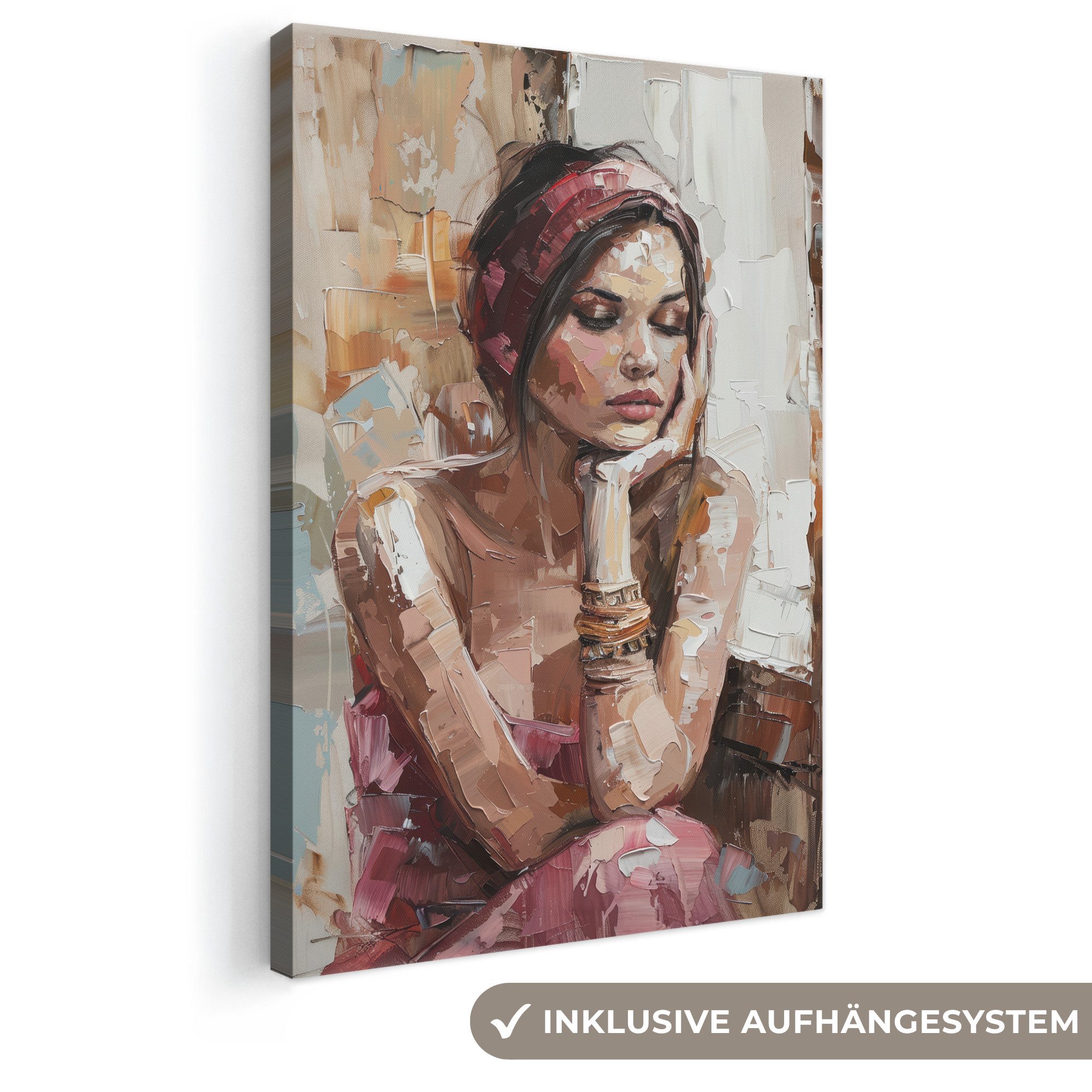 OneMillionCanvasses® Leinwandbild Frau - Lackierung - Porträt - Modern, Fotodruck (1 St), Leinwand Canvas Wandbild, Wanddekoration 20x30 cm