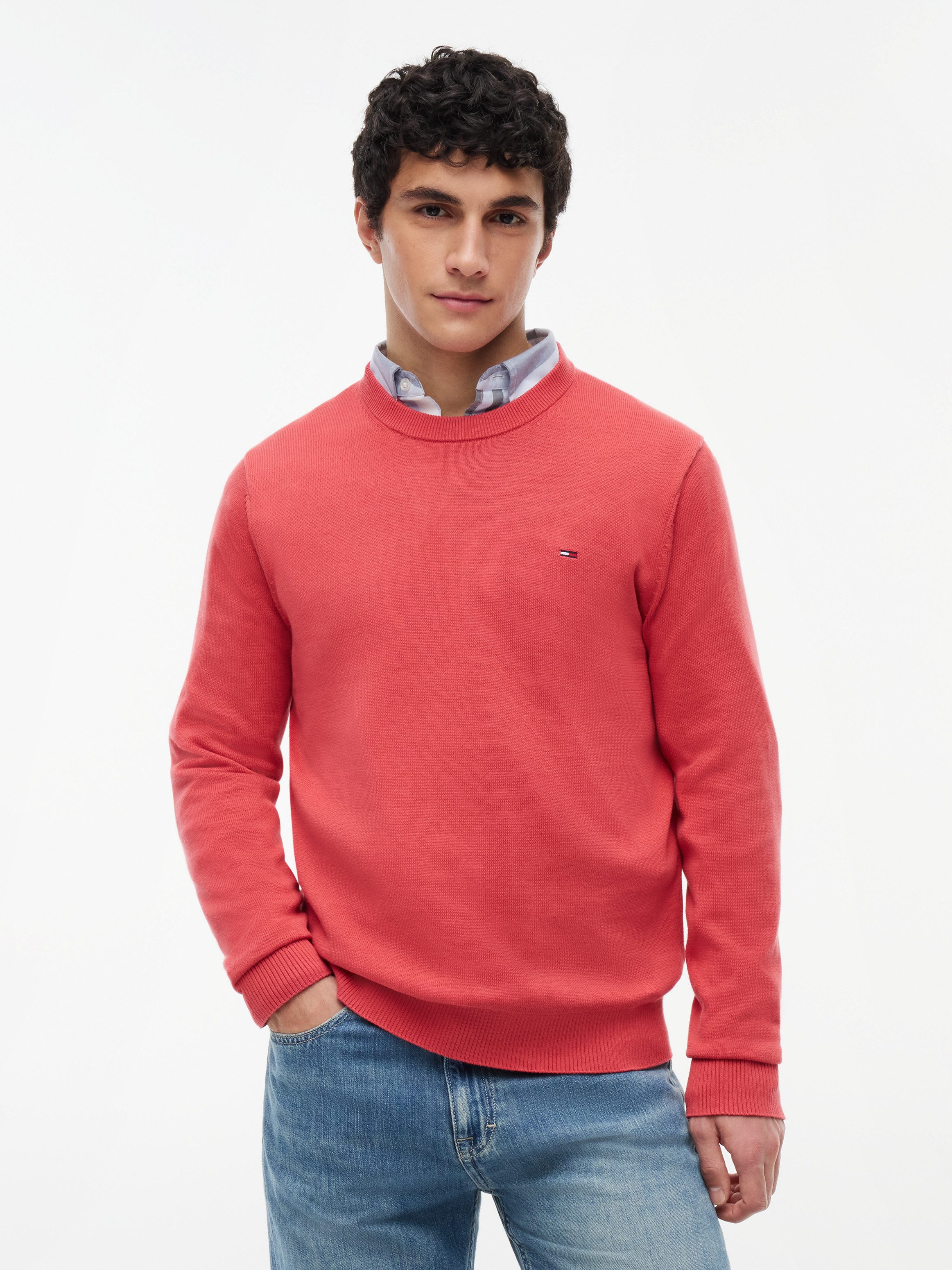 Tommy Jeans Strickpullover TJM SLIM FIT LIGHT SWEATER Slim fit mit Rundhalsausschnitt