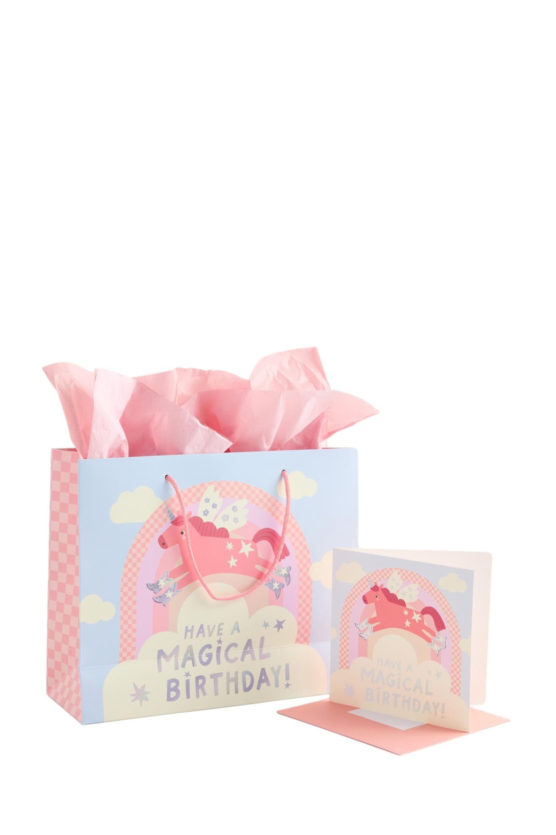Geschenkpapier Mittelgroße Geschenktasche und Karte, Einhorn