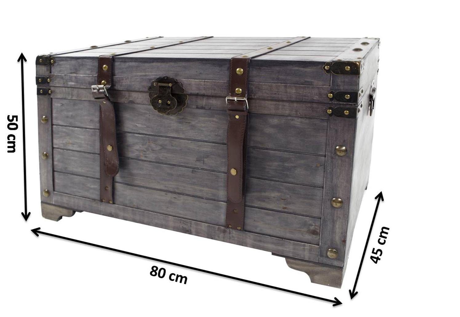 Kobolo Truhe Kiste KUBA aus Holz grau 80x45x50 cm