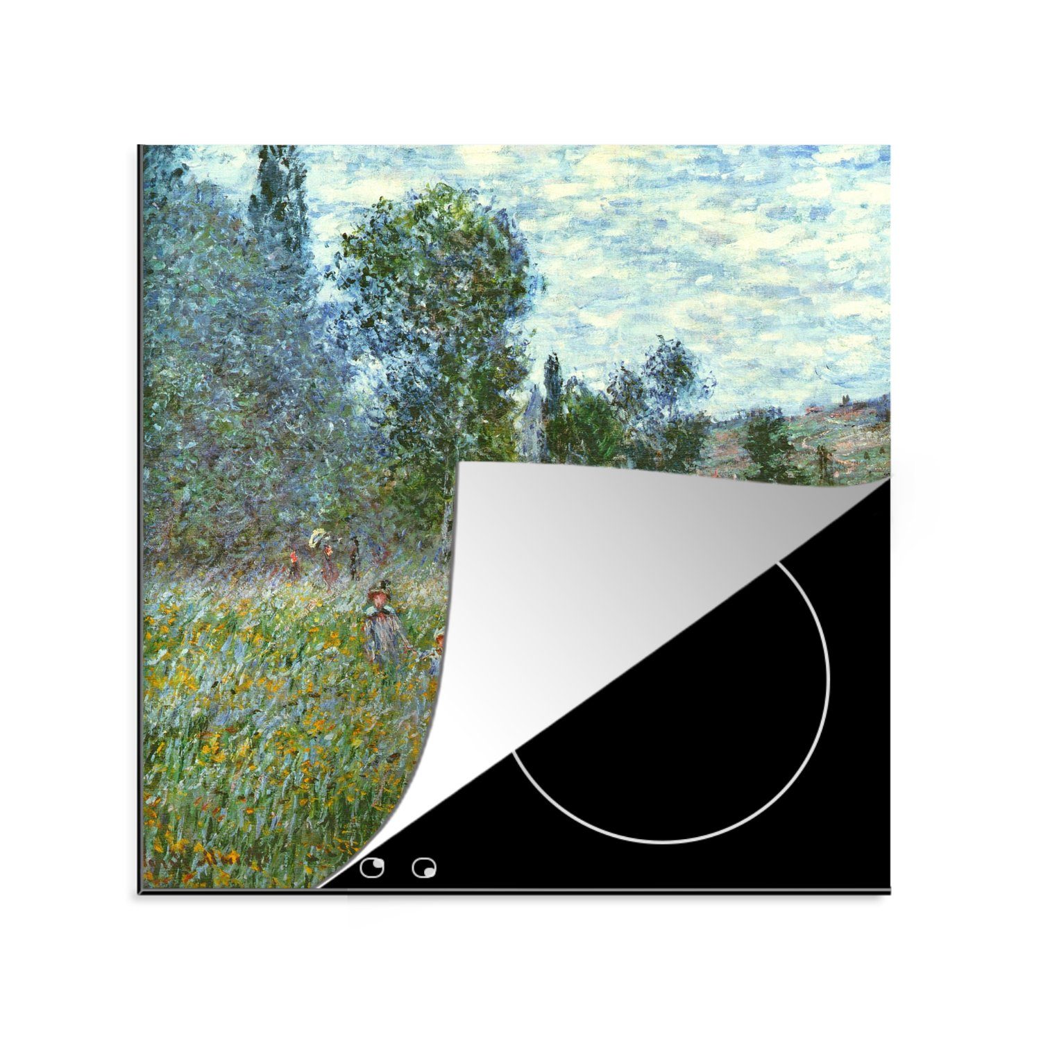 MuchoWow Herdblende-/Abdeckplatte Die Wiese - Claude Monet, Vinyl, (1 tlg), 78x78 cm, Ceranfeldabdeckung, Arbeitsplatte für küche