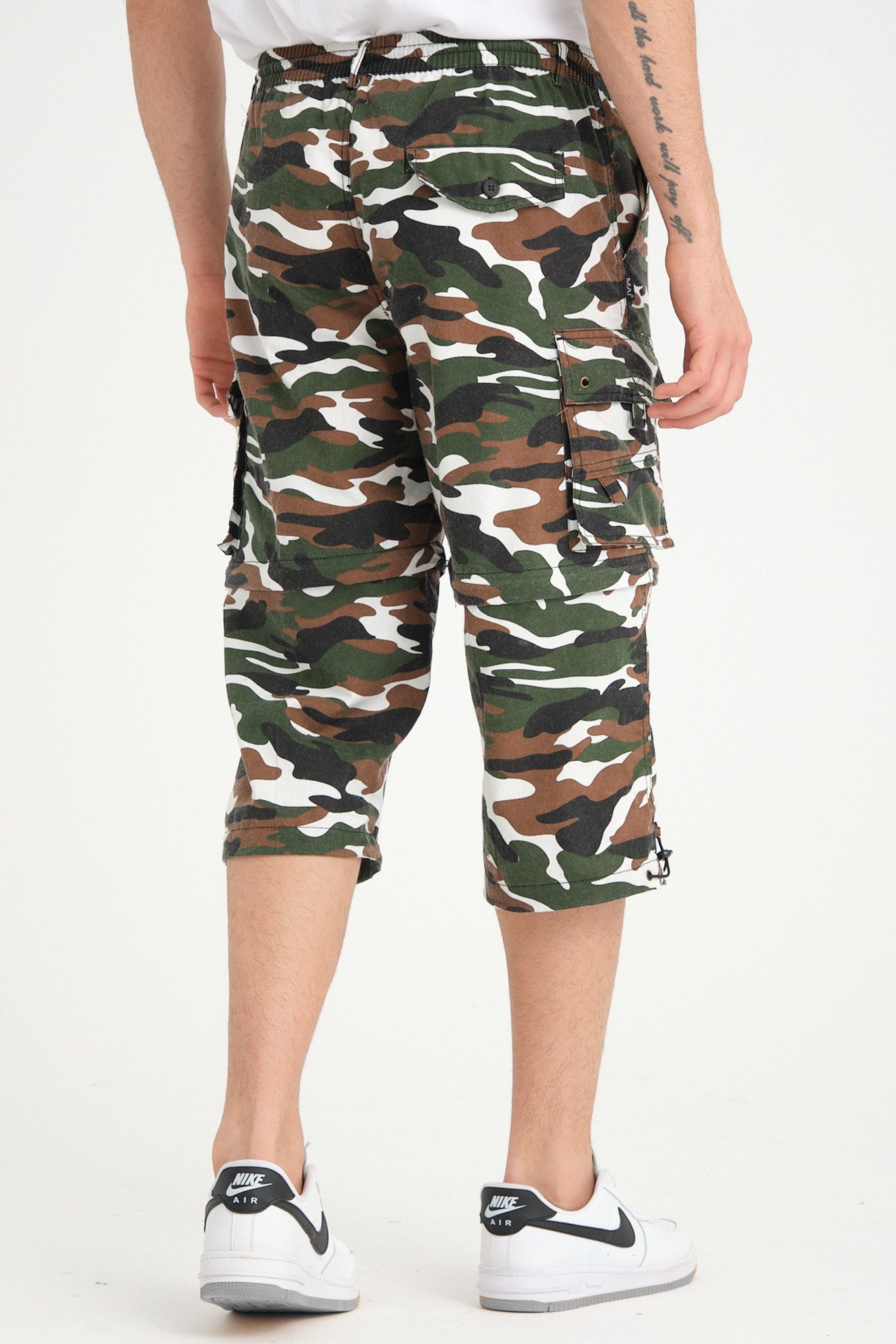 Kendindza Collection Cargoshorts Zipp Off Bermuda Shorts Herren kurze Hose 3/4 Hose Cargo Camouflage Taschen abnehmbare Beine kurze Hose Herren Cargoshorts Sommer
