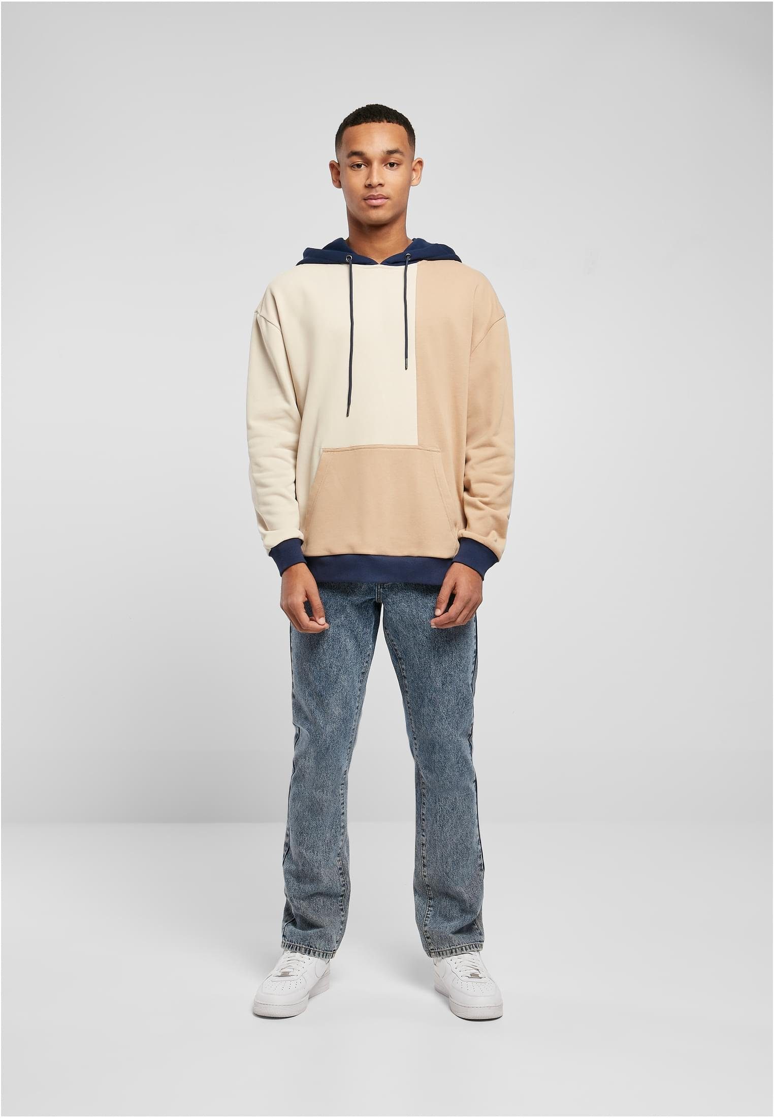 URBAN CLASSICS Sweater (1-tlg) Hoody Color Herren Block Oversized softseagrass/unionbeige