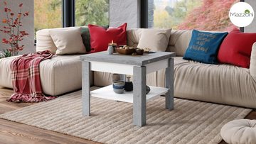 Mazzoni Couchtisch Design Tisch Leo Beton - Weiß matt aufklappbar 65 - 130cm Esstisch