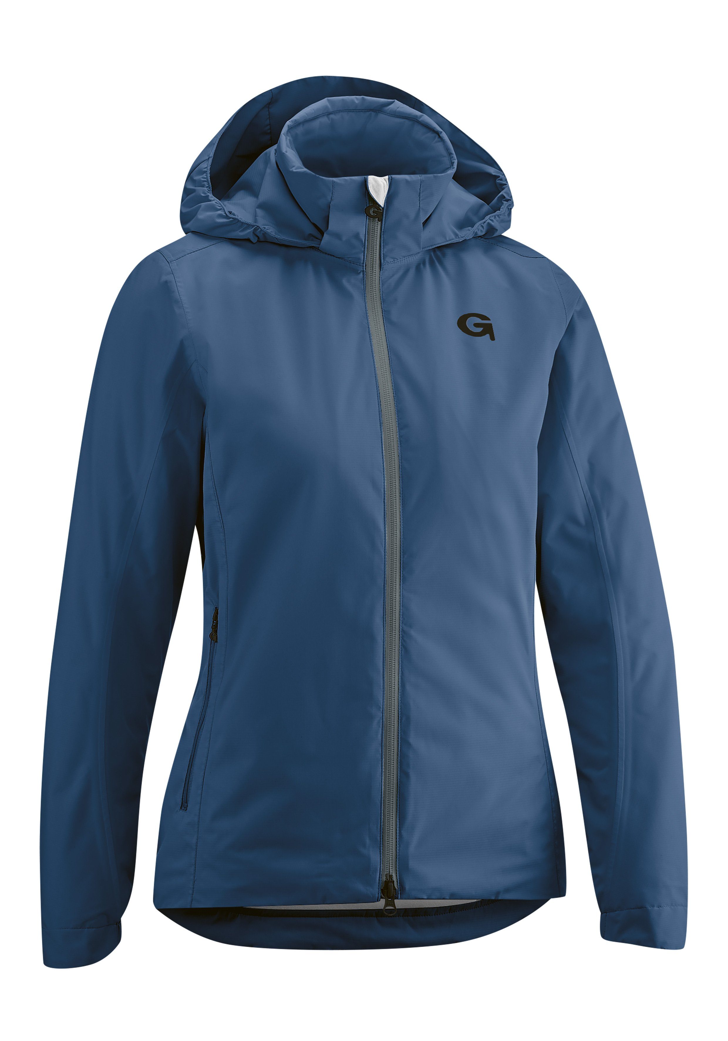 Gonso Regenjacke Kapuze dunkelblau Damen Therm wasserdicht, Radjacke mit wind- Sura und Fahrradjacke