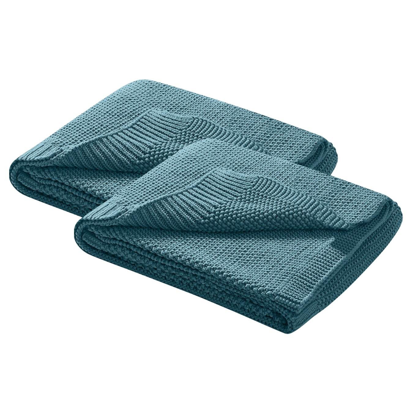 Babydecke 2er Set Baby- und Kinderdecken aus kuschelweichem Strick in 70x100 cm, wometo, OEKO-TEX®, 2 waschbare Strickdecken für Babys im Wolle-Look