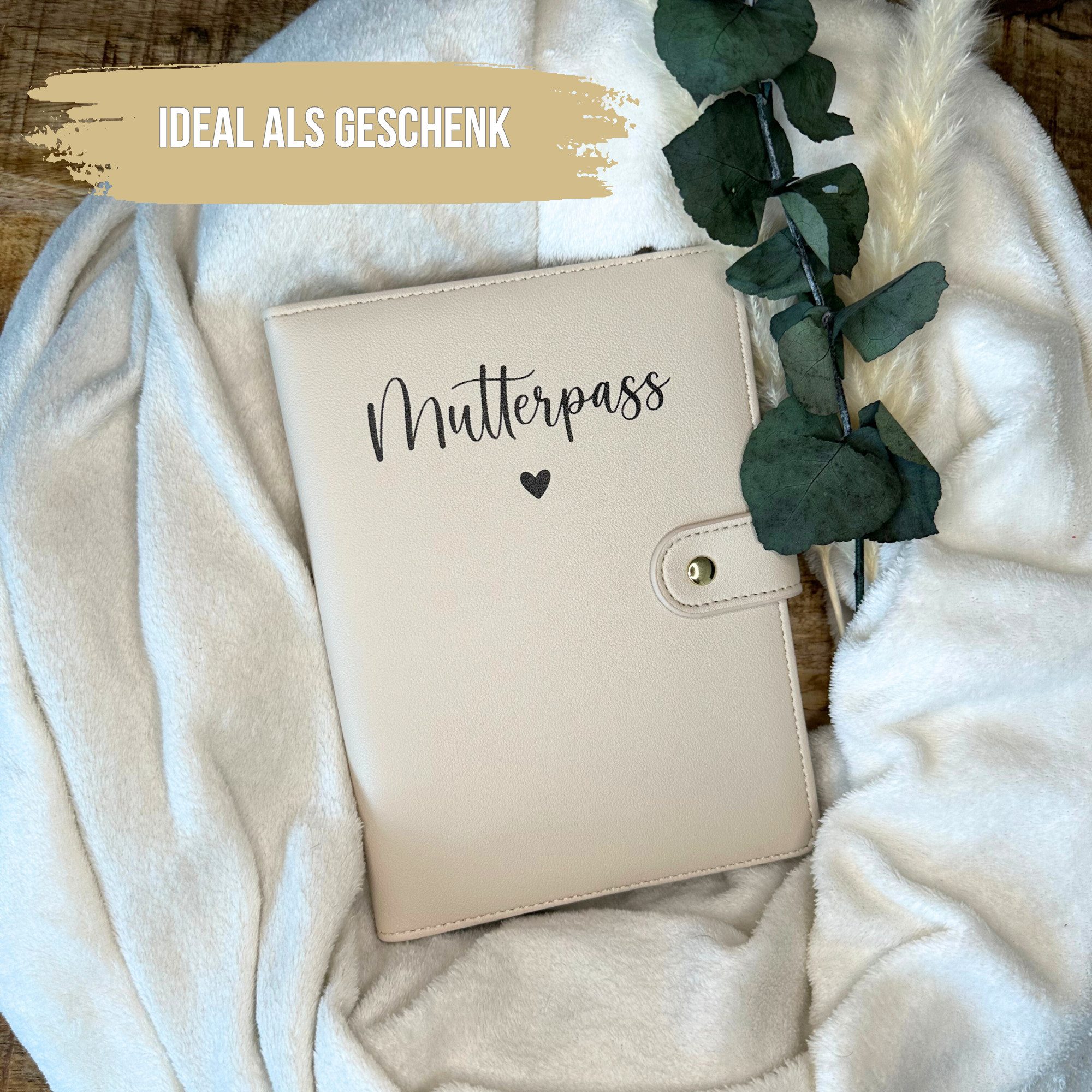 Malino Mutterpass-Hülle Mutterpasshülle Leder Beige Deutsch, Schutzhülle Mutterpass-Hülle